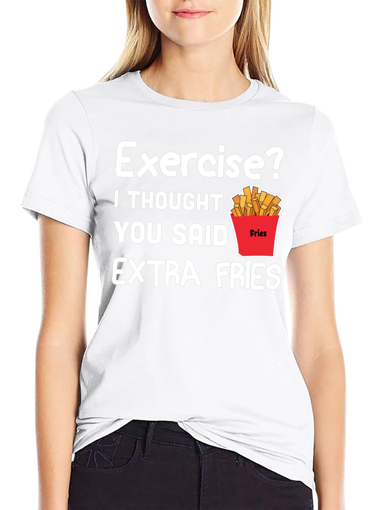 Black Extra Fries T-Shirt - Funny Foodie Tee view 9