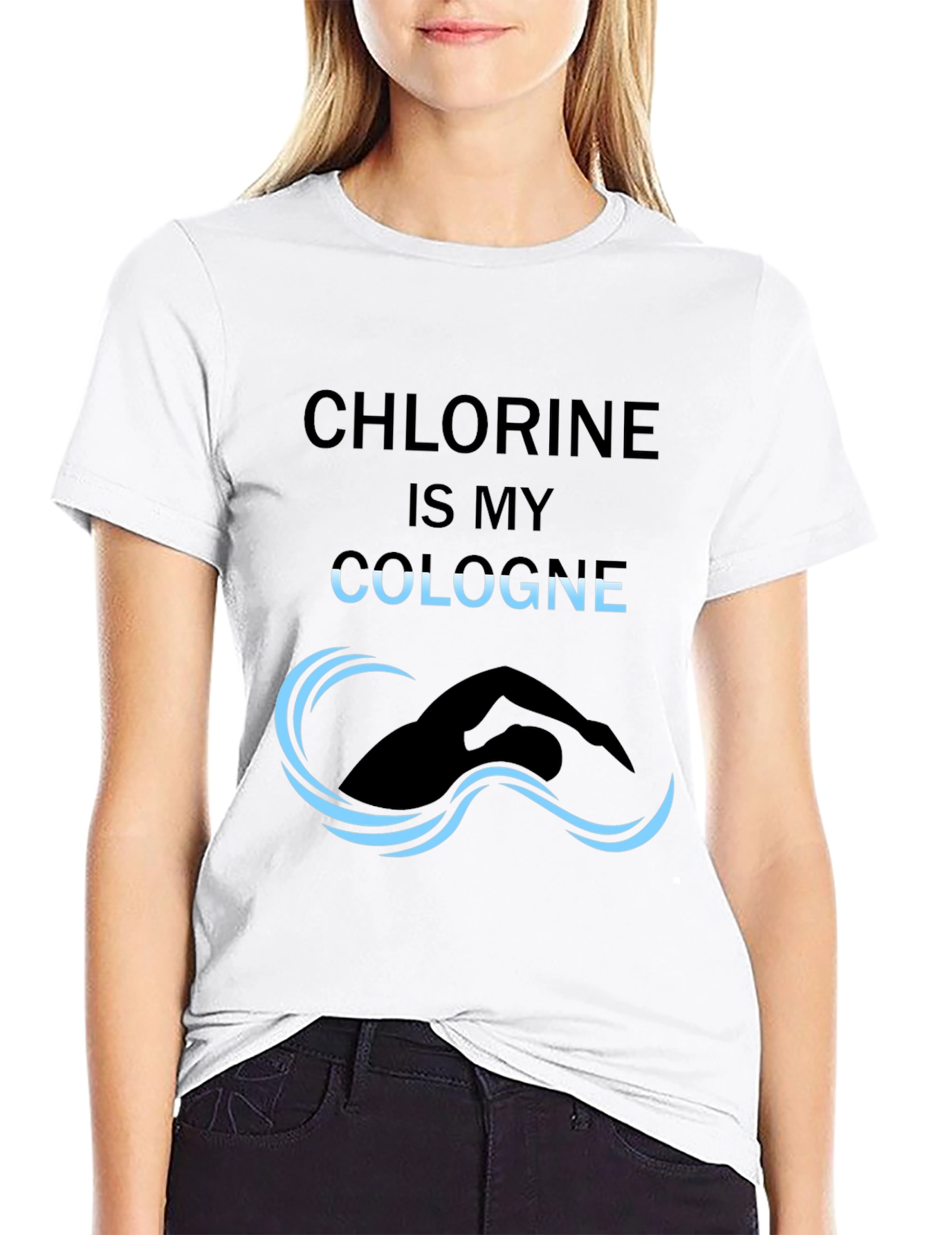 Black Chlorine is My Cologne Funny Swimmer T-Shirt view 9