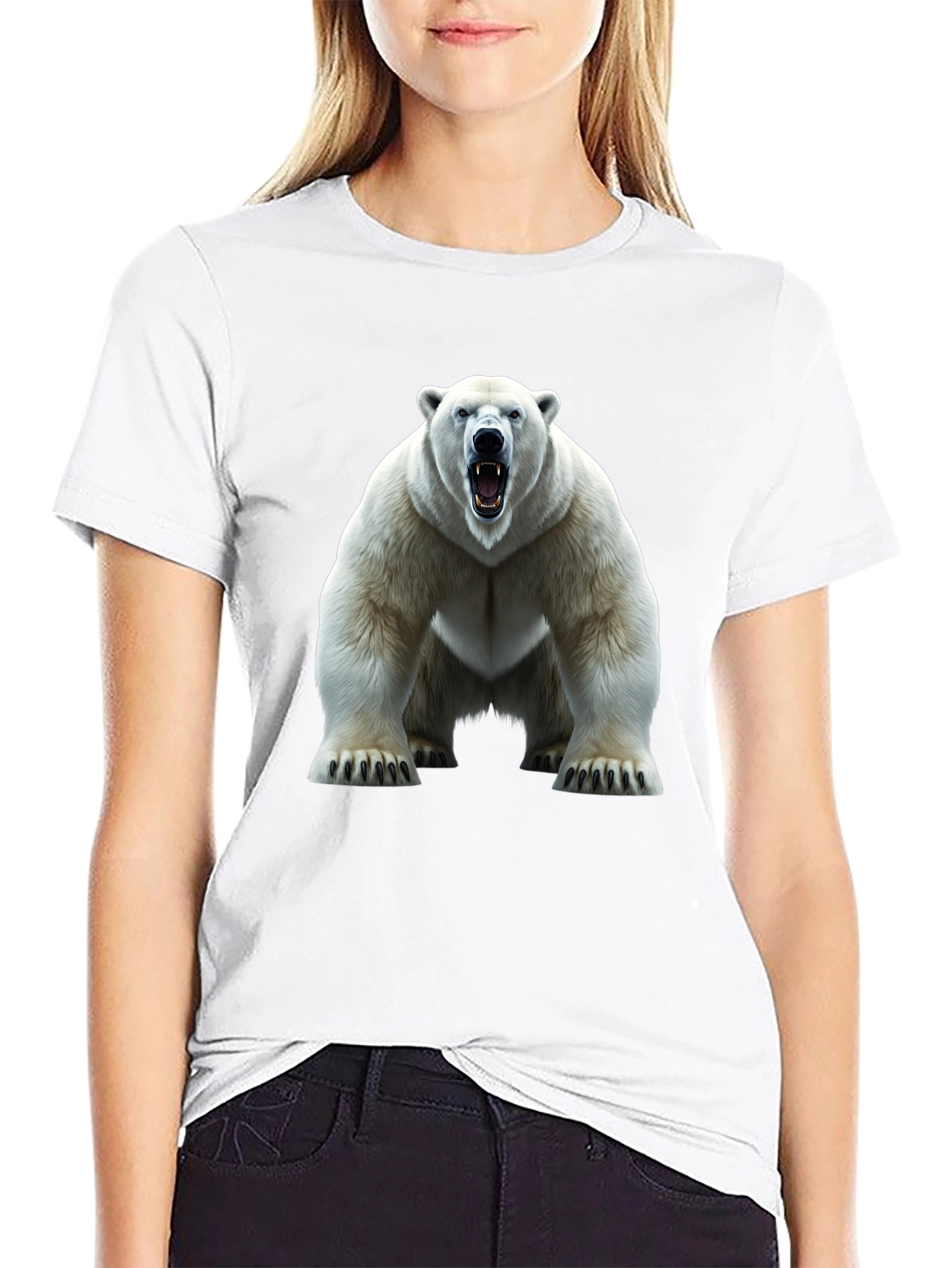 Black Polar Bear Graphic Tee - Fierce Animal Print view 9