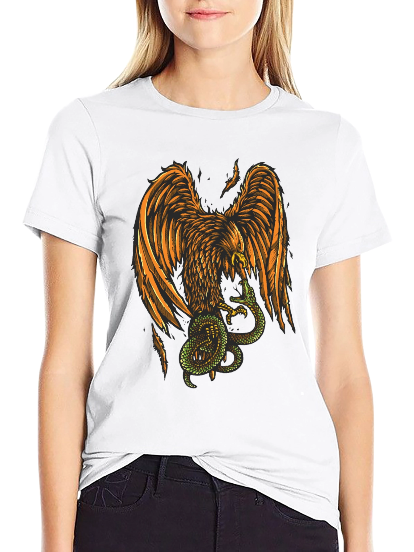 Black Eagle & Snake Graphic T-Shirt - Stylish Mens Tee view 9