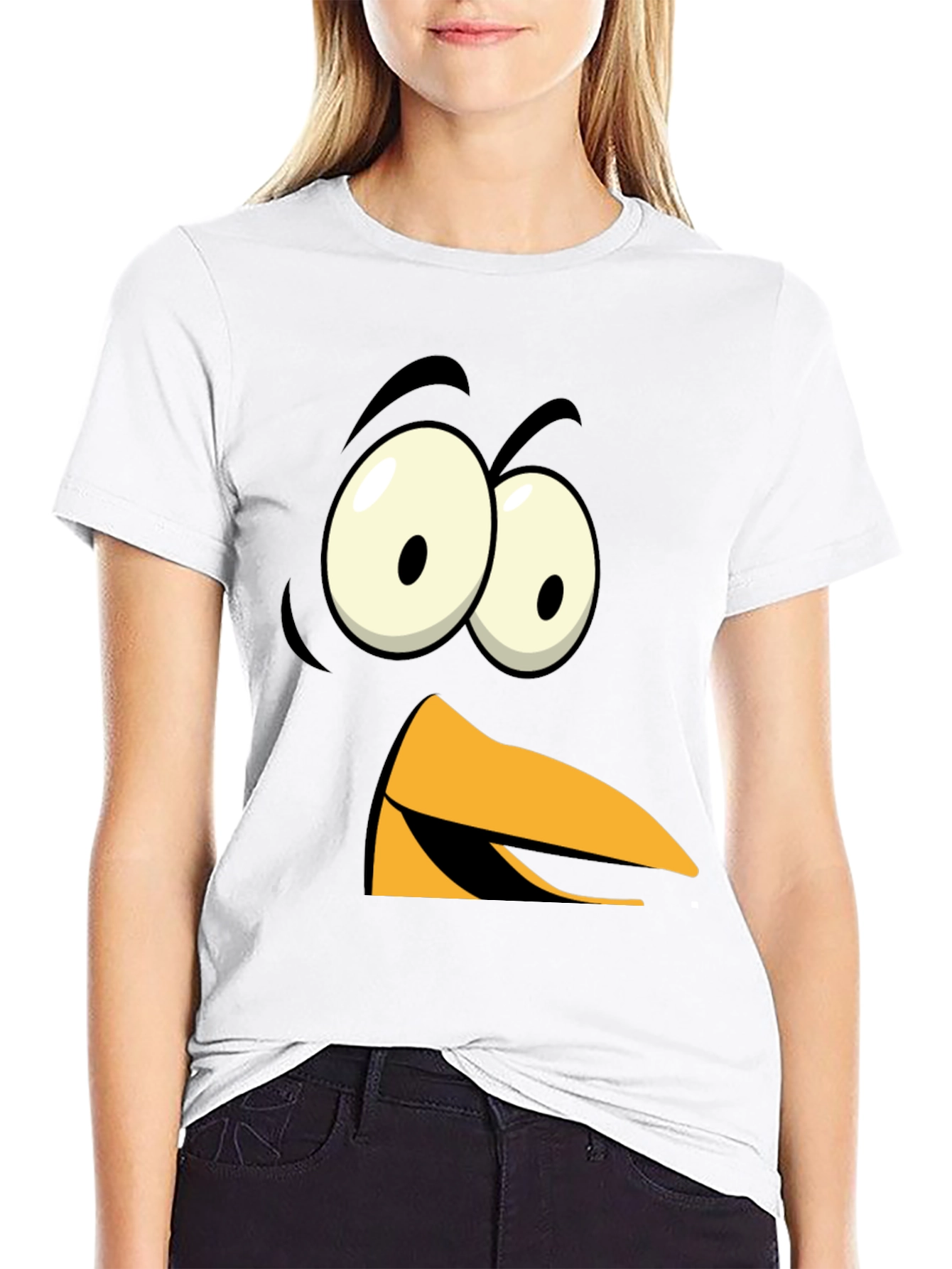 Black Funny Angry Bird Face Graphic Tee - Black view 9