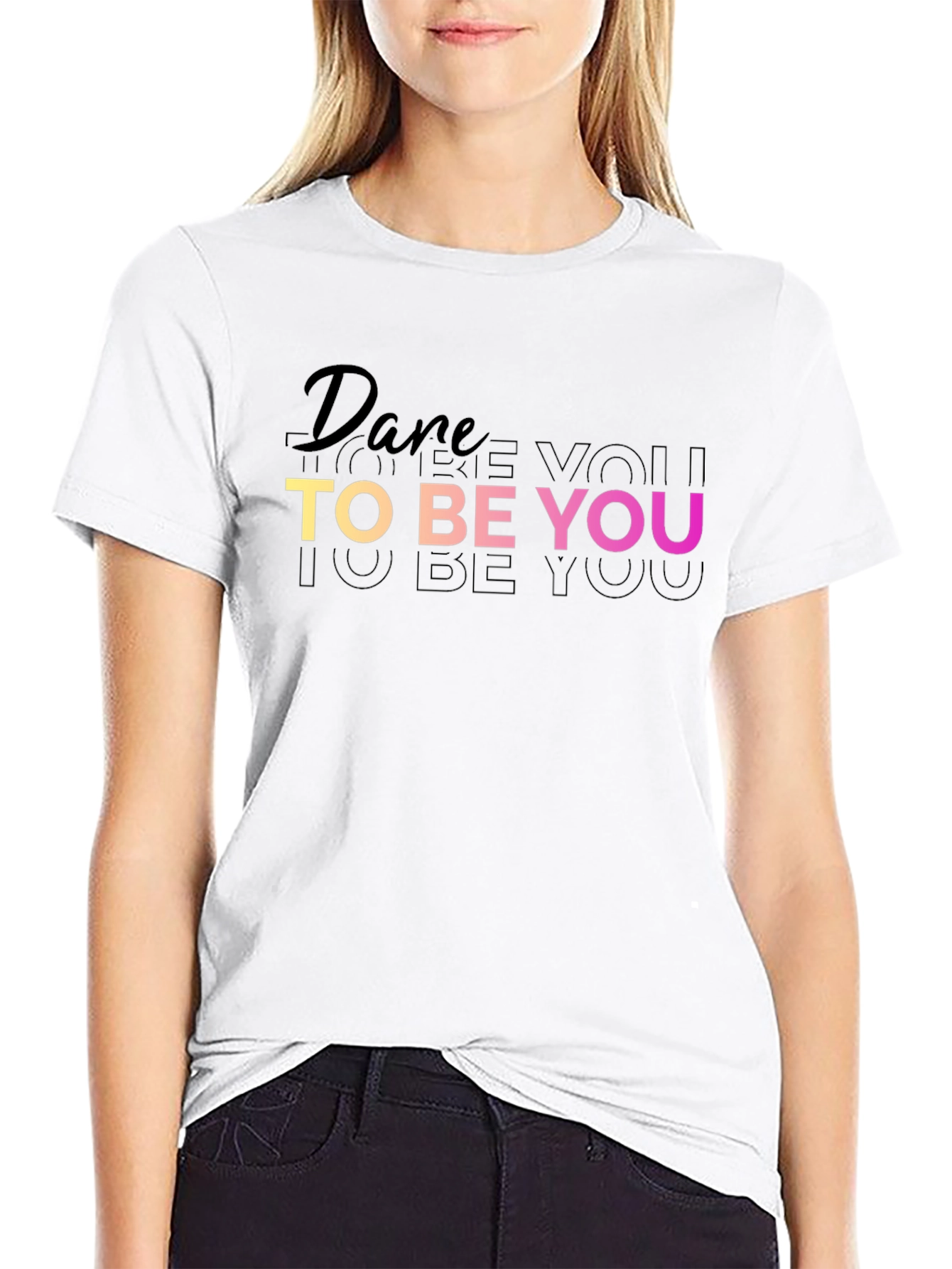 Black Dare To Be You Black T-Shirt - Inspirational Graphic Tee view 9