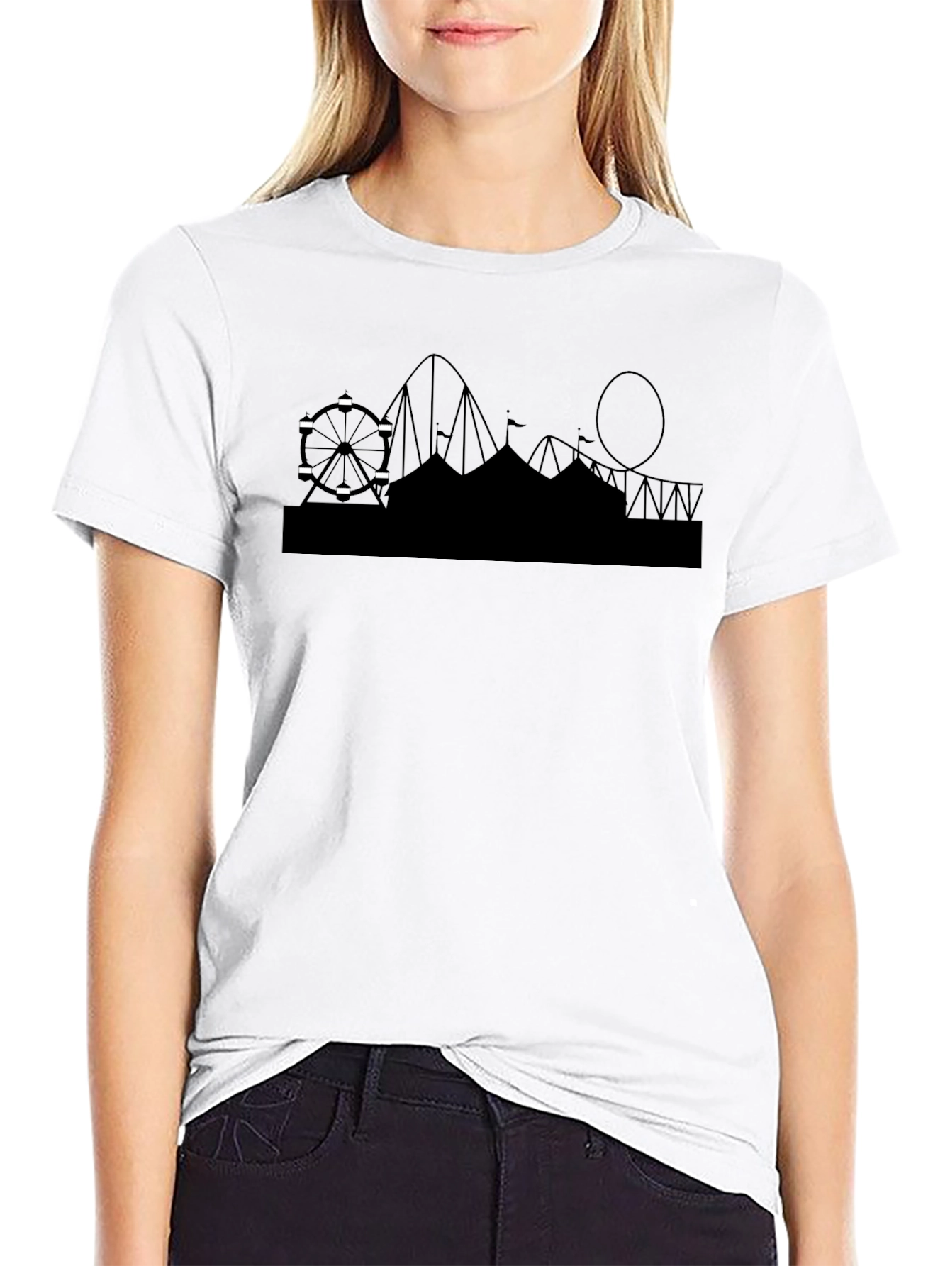 Black Amusement Park Silhouette T-Shirt view 9
