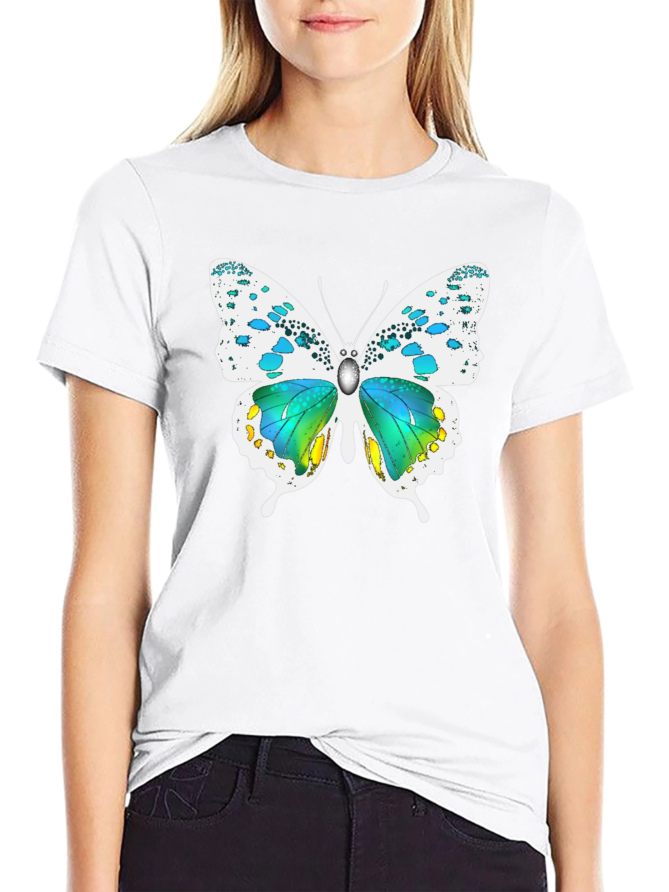 Black Butterfly Graphic Black T-Shirt view 9