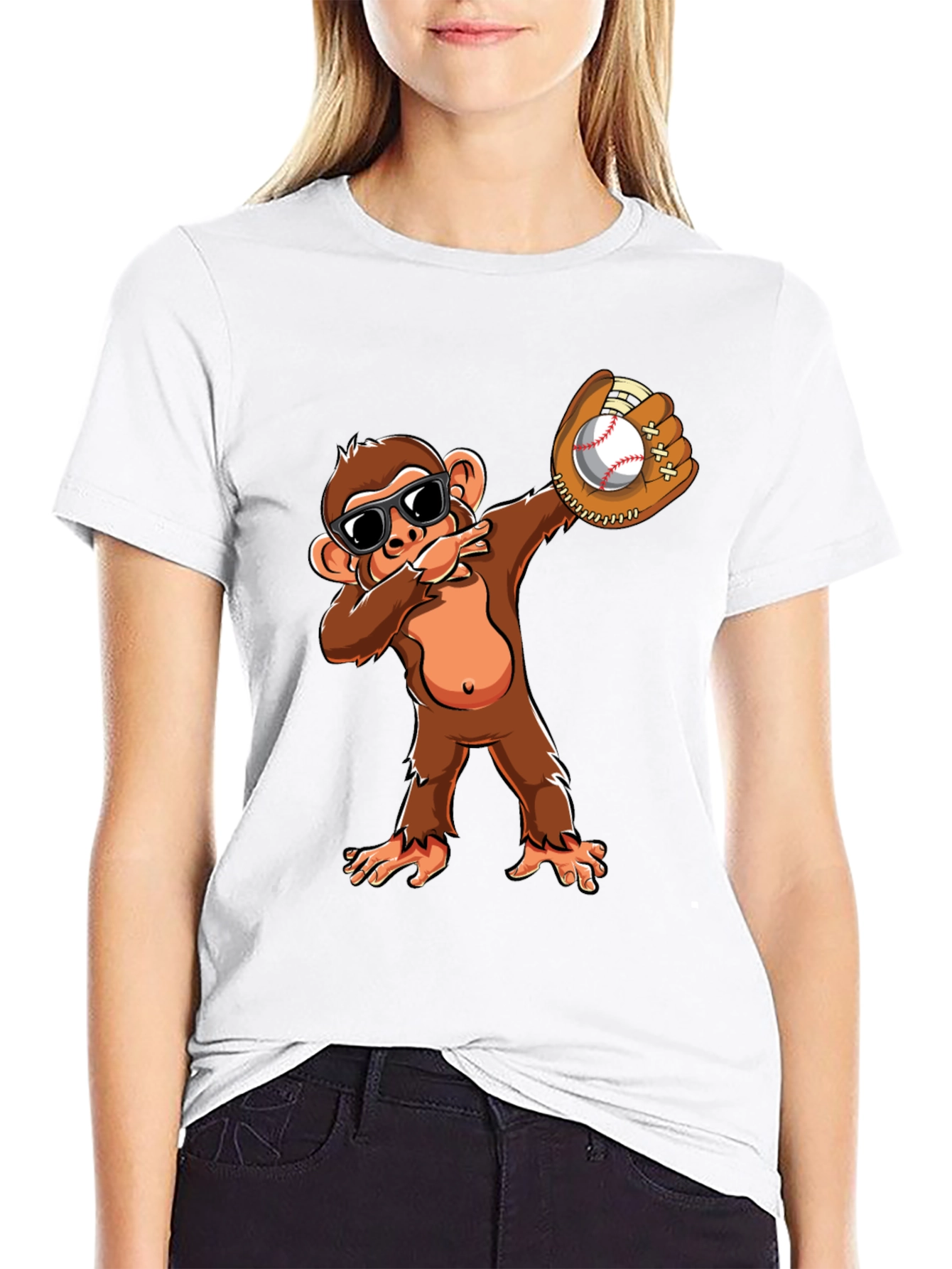 Black Monkey Dabbing Baseball T-Shirt view 9