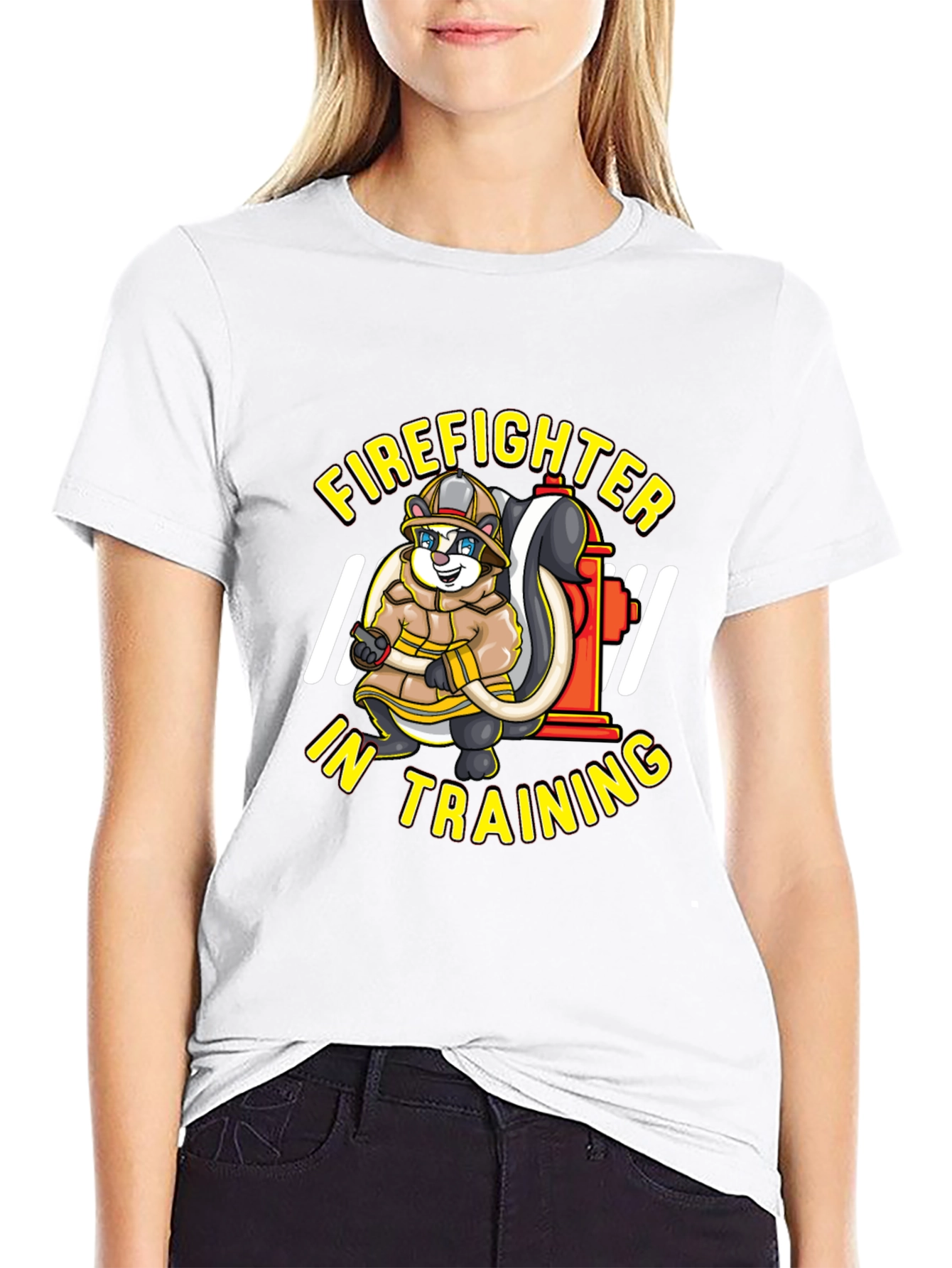 Black Firefighter In Training Skunk T-Shirt view 9