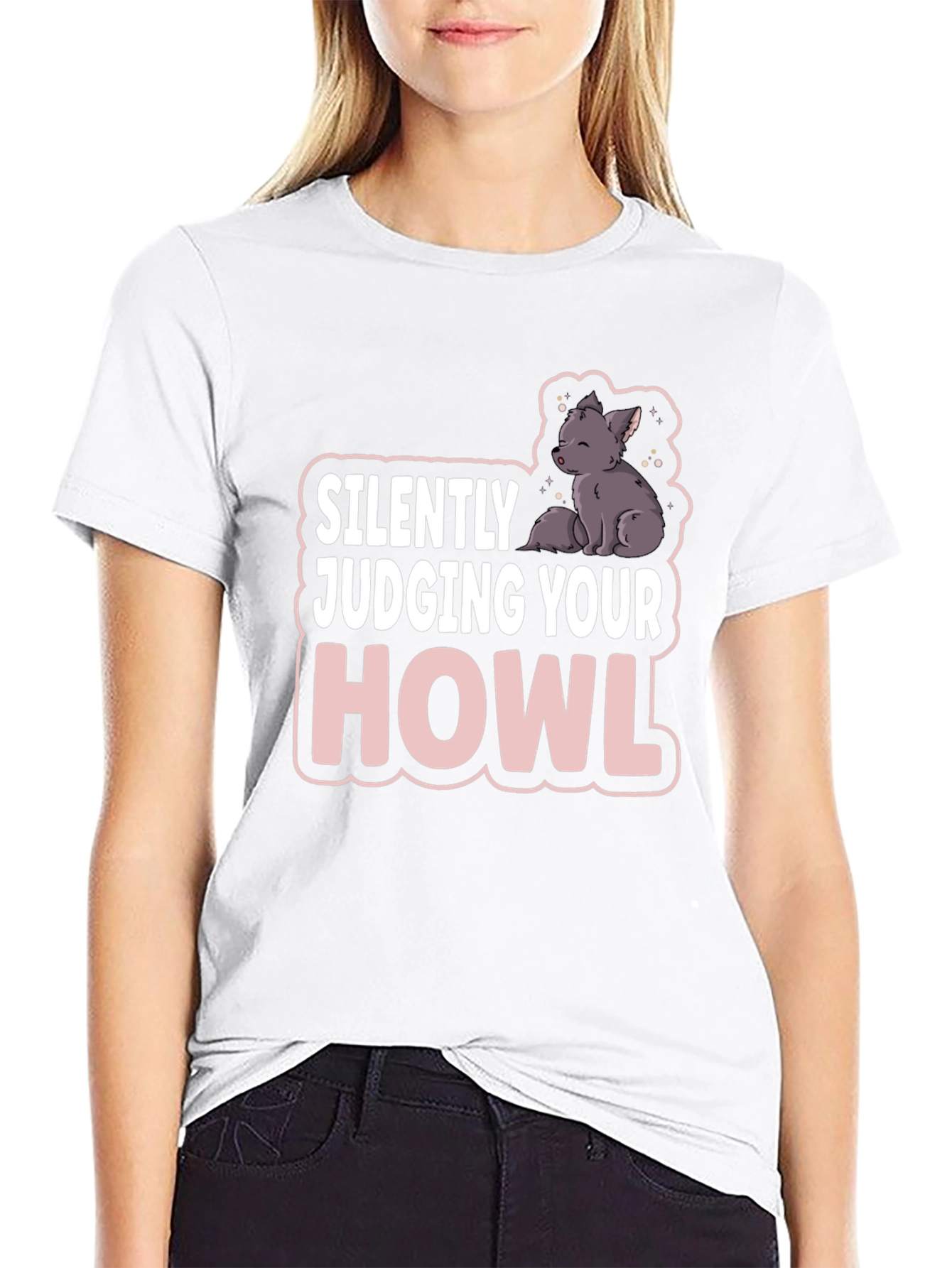 Black Silently Judging Your Howl T-Shirt - Funny Wolf Tee view 9