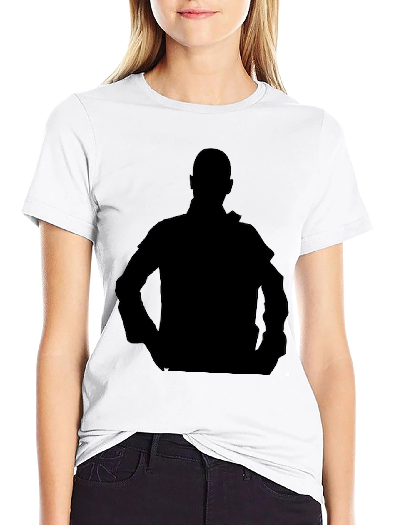 Black Men's Black T-Shirt with Silhouette Graphic view 9