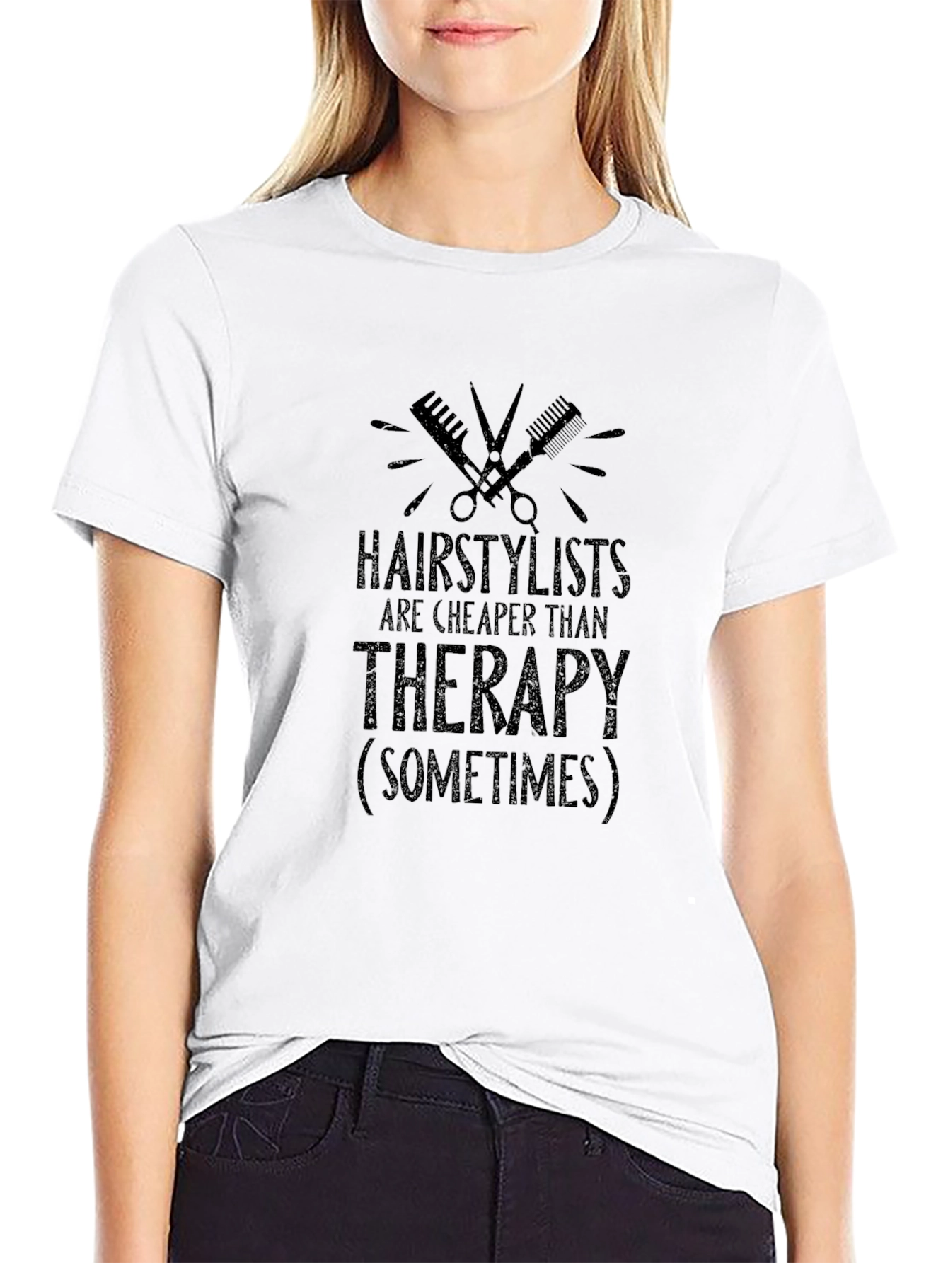 Black Hairstylist Therapy Graphic Tee view 9
