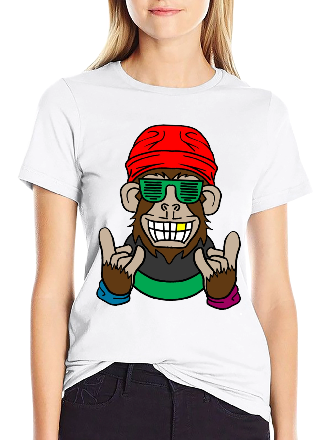 Black Cool Monkey Graphic Tee - Fun Novelty Shirt view 9