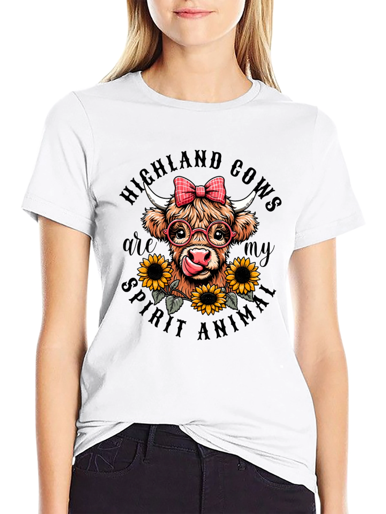Black Highland Cow Spirit Animal Graphic T-Shirt view 9