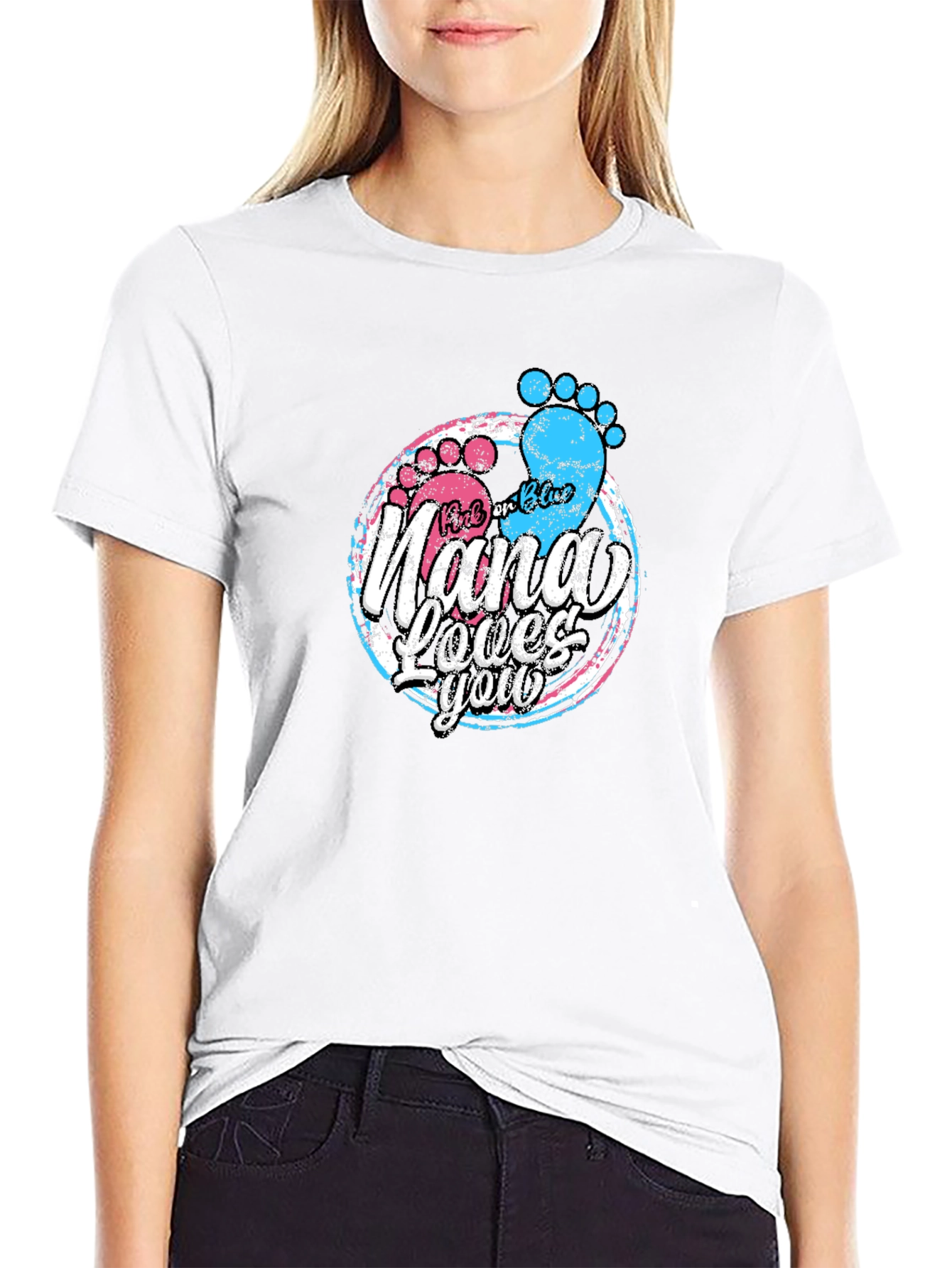 Black Pink or Blue Nana Loves You T-Shirt - Gender Reveal Tee view 9
