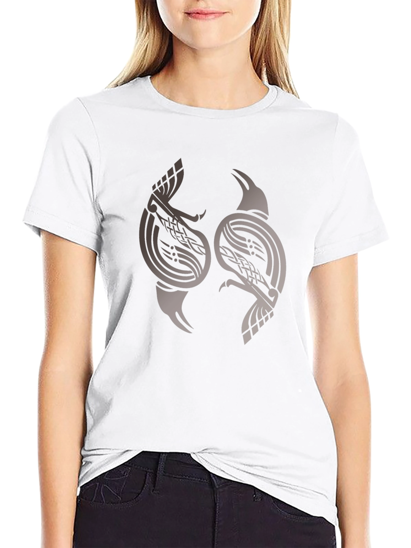 Black Raven Graphic Tee - Black Viking Style Shirt view 9
