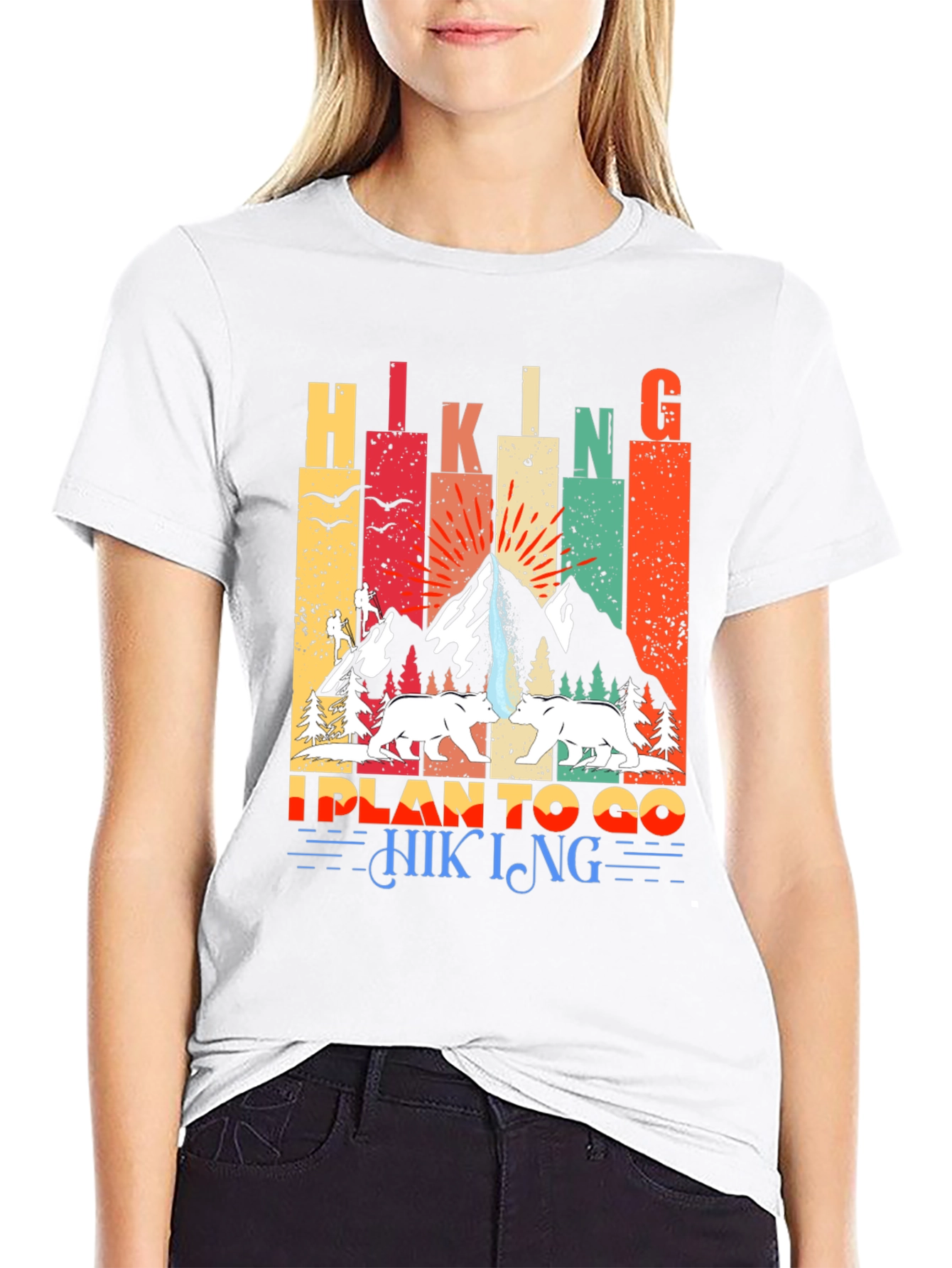 Black Hiking Design T-Shirt - I Plan to Go Hiking view 9