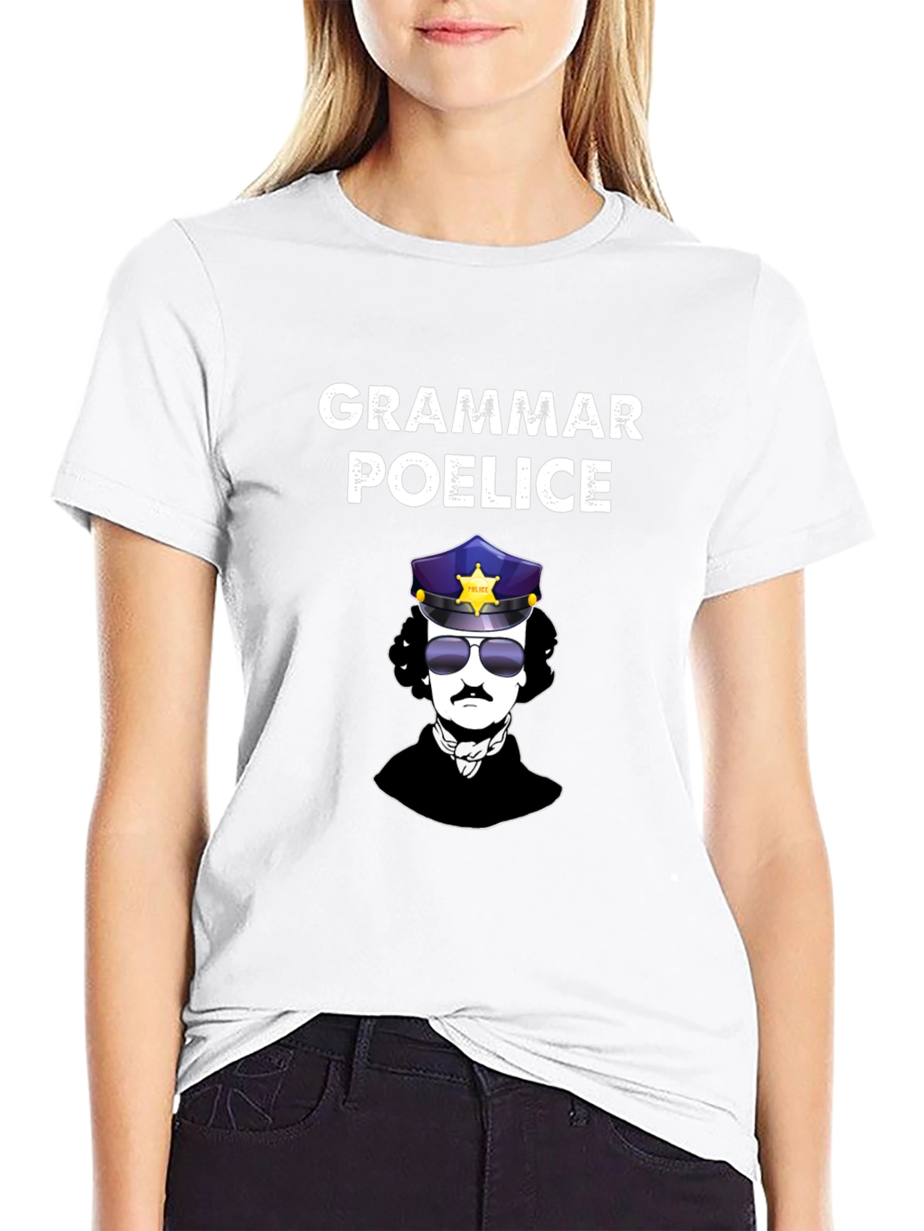 Black Grammar Poe-lice T-Shirt | Edgar Allan Poe view 9
