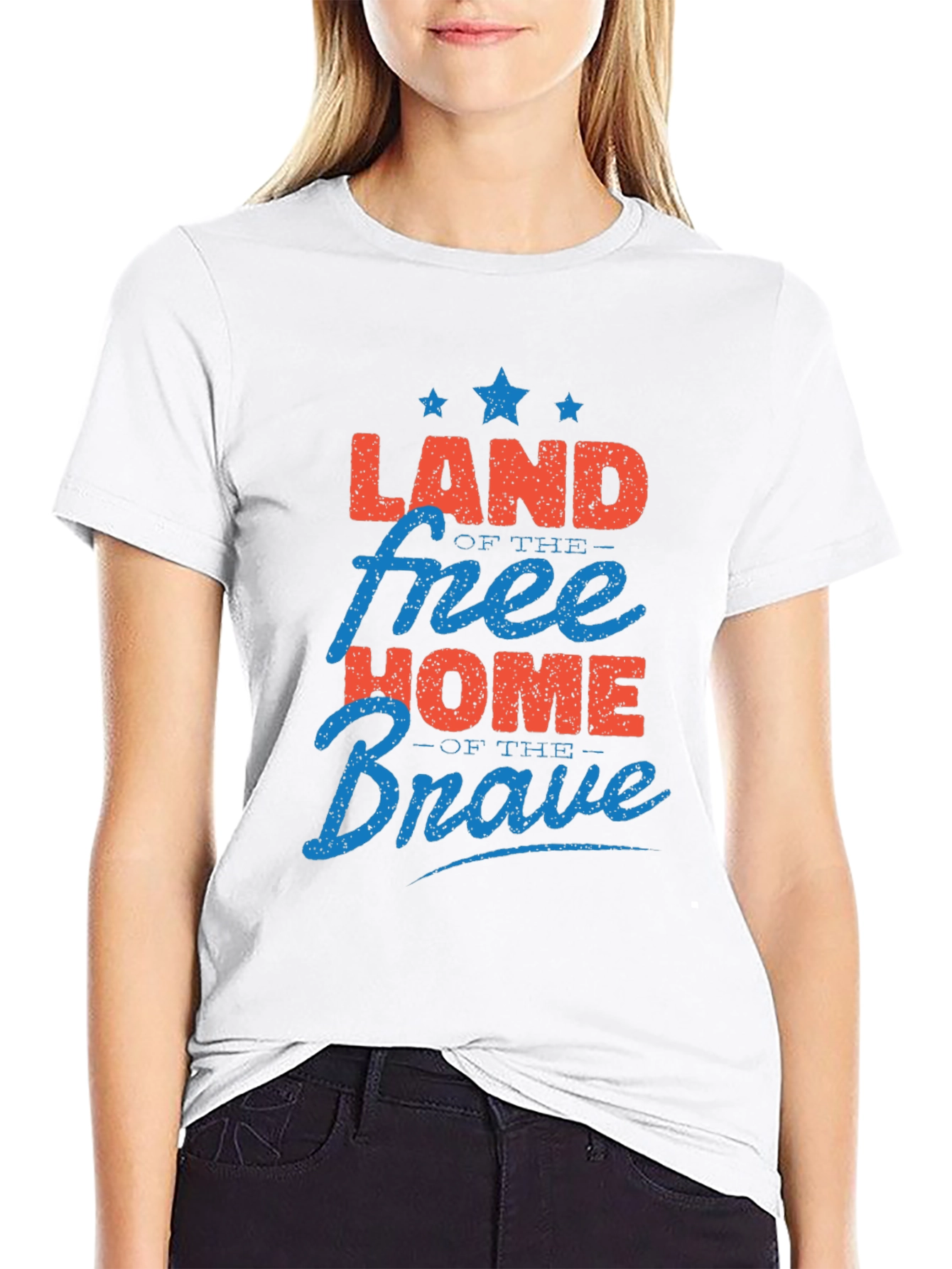Black Patriotic Land of Free Home of Brave Graphic T-Shirt view 9