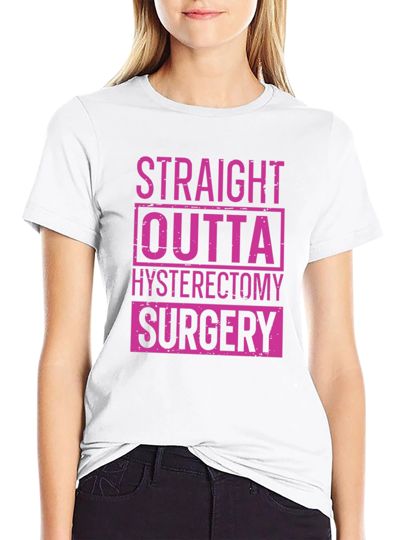 Black Straight Outta Hysterectomy Surgery T-Shirt view 9