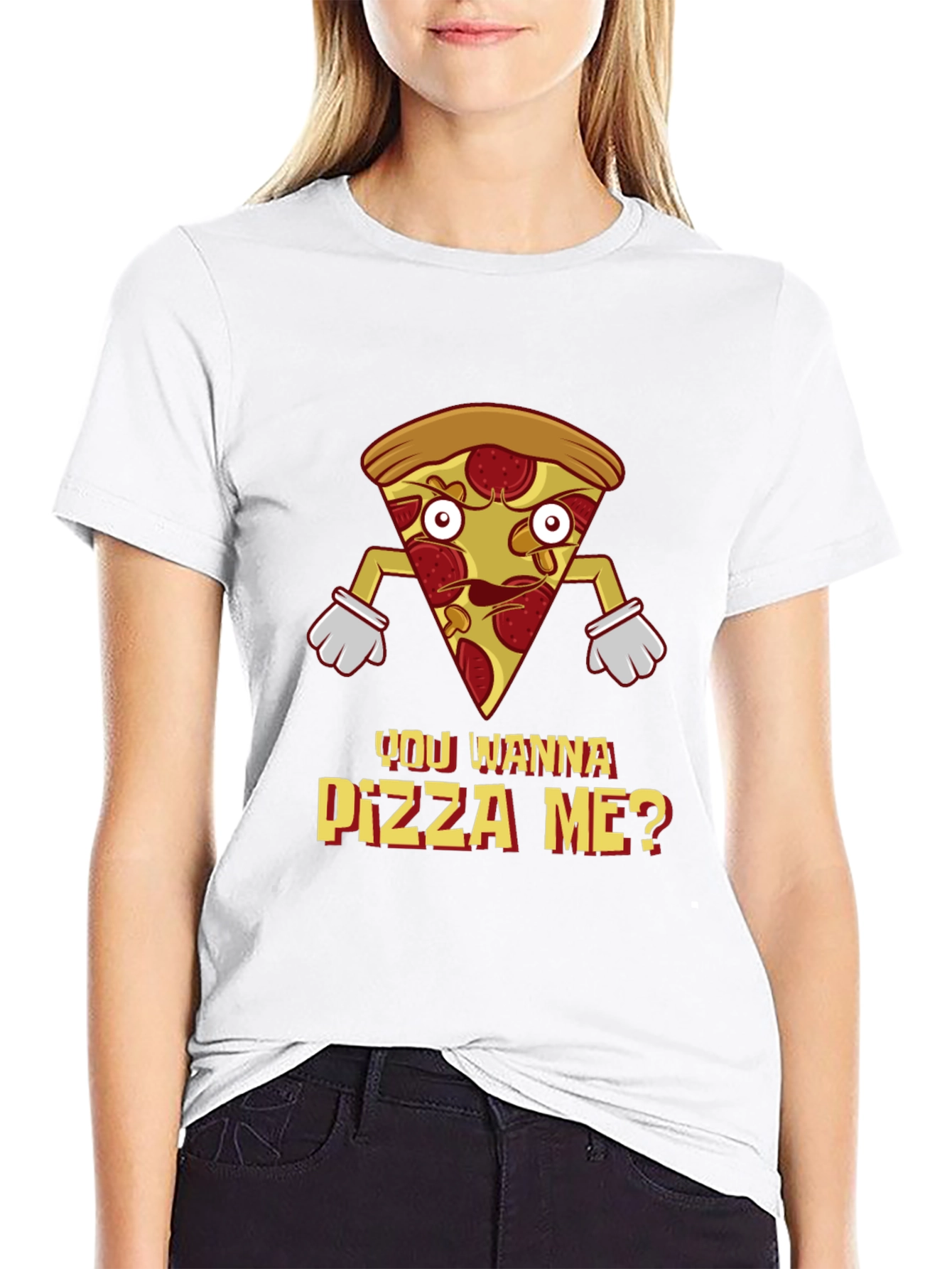Black You Wanna Pizza Me? Graphic T-Shirt - Foodie Tee view 9