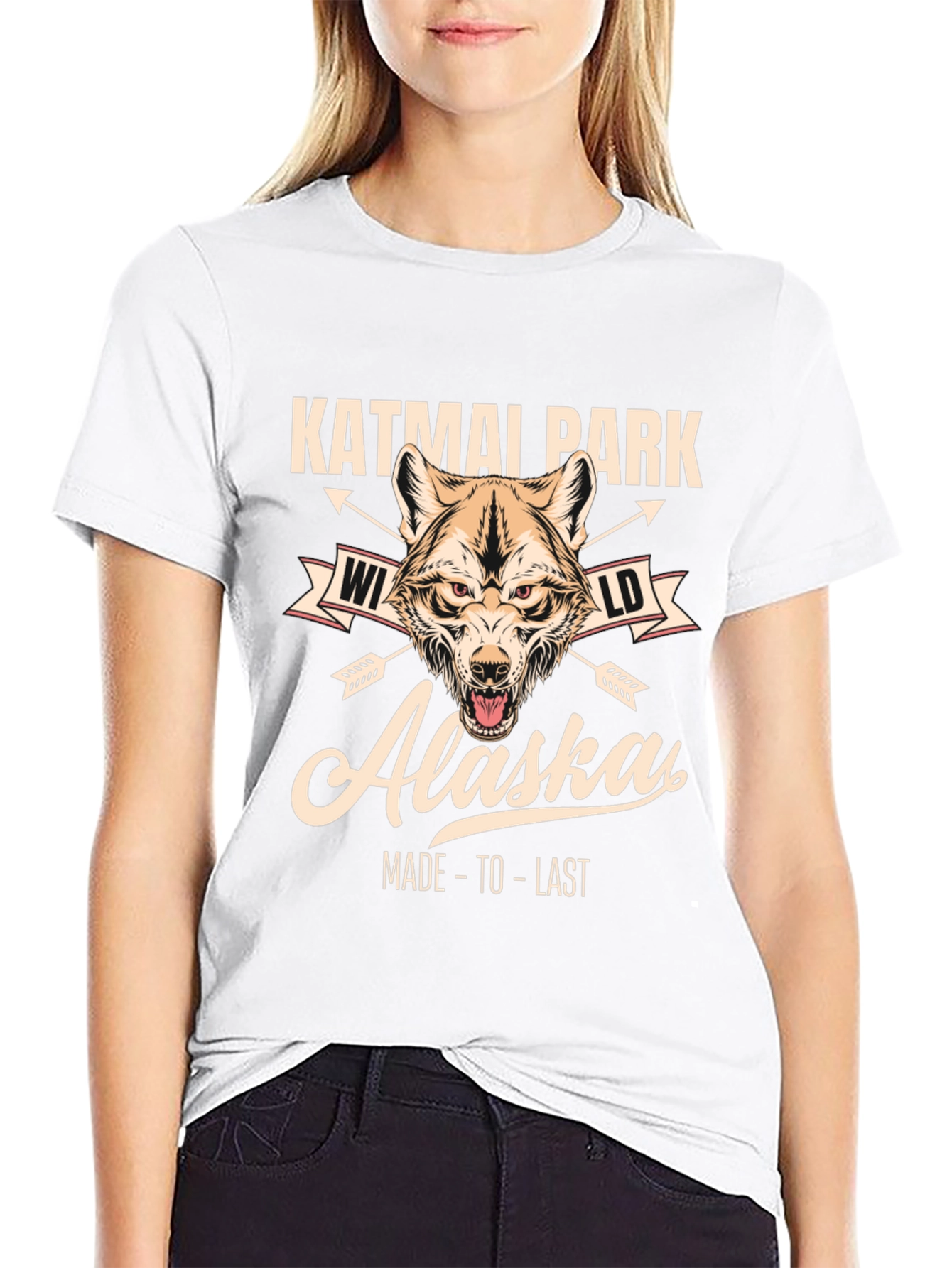 Black Katmai Park Alaska Wolf Graphic T-Shirt view 9