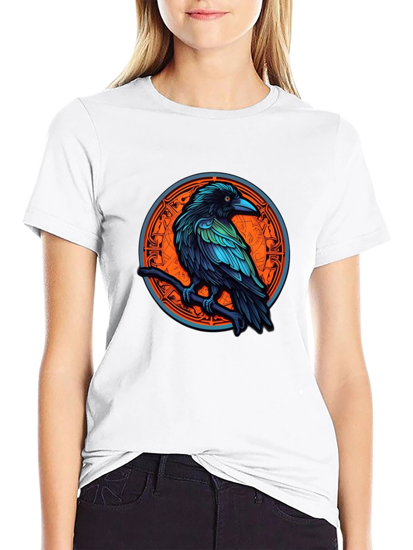 Black Raven Graphic Tee - Mystic Bird T-Shirt view 9