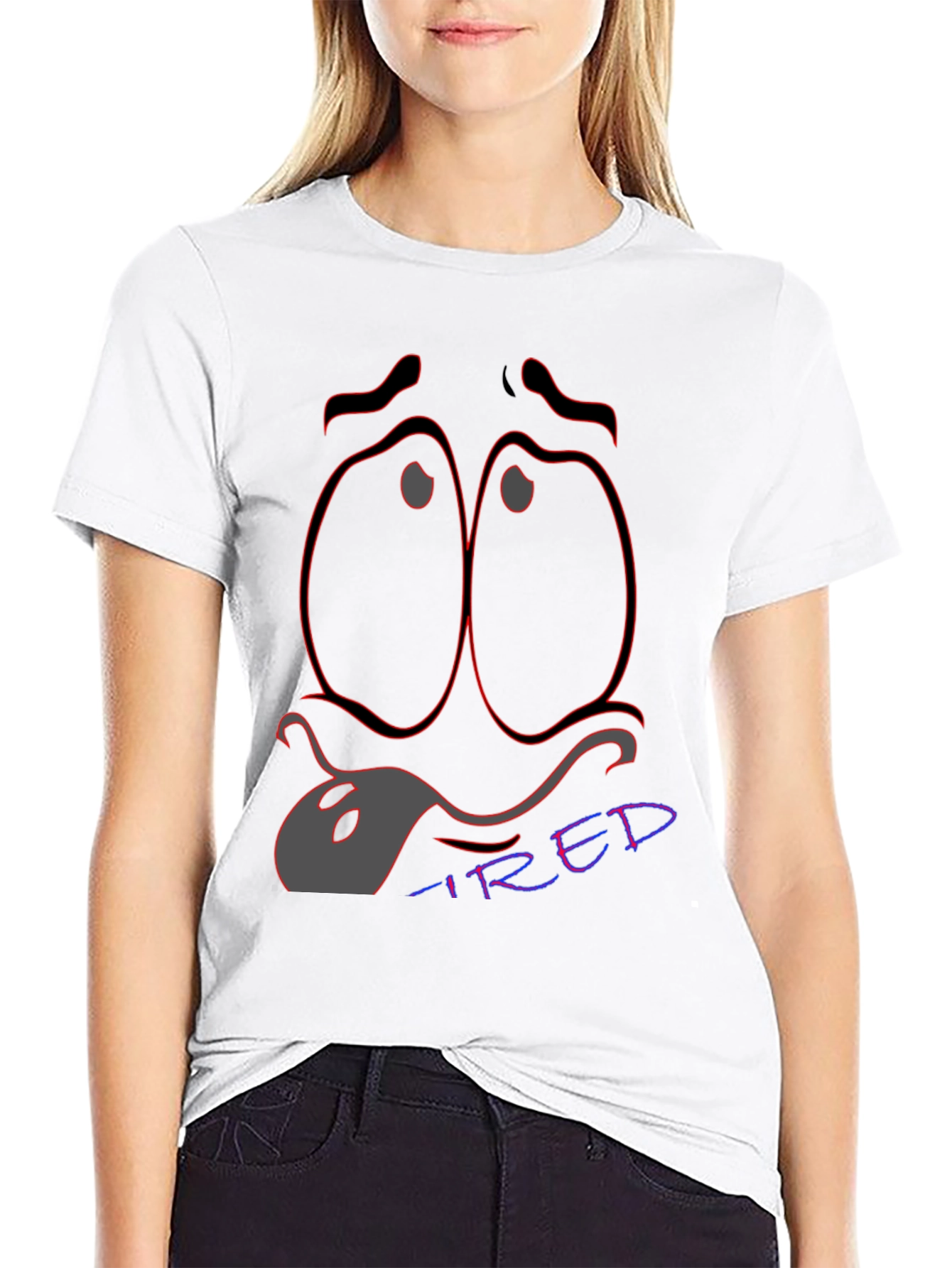 Black Tired Expression T-Shirt - Unique Graphic Tee view 9