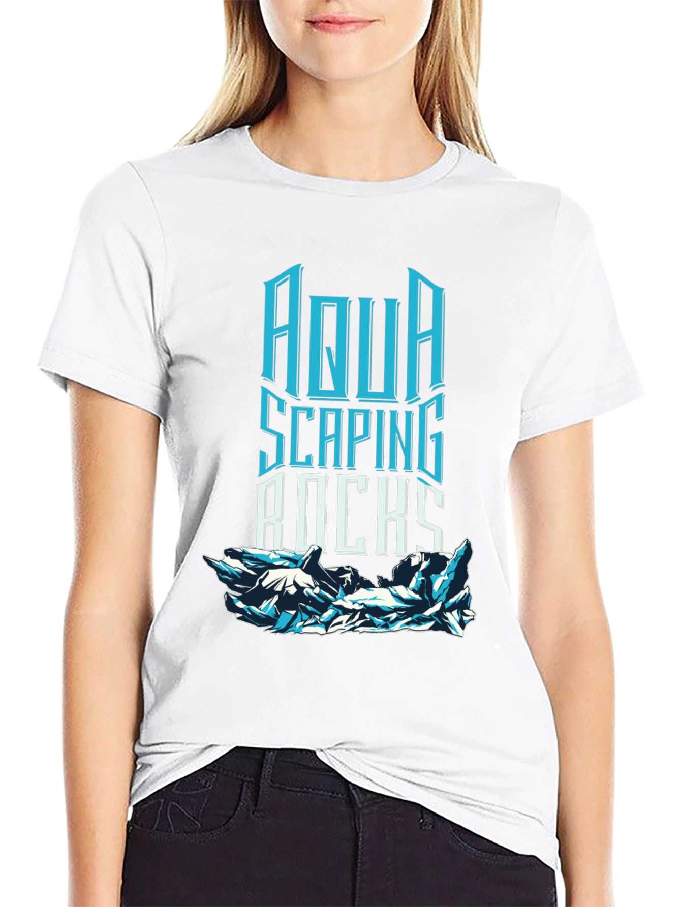 Black Aqua Scaping Rocks Graphic T-Shirt view 9