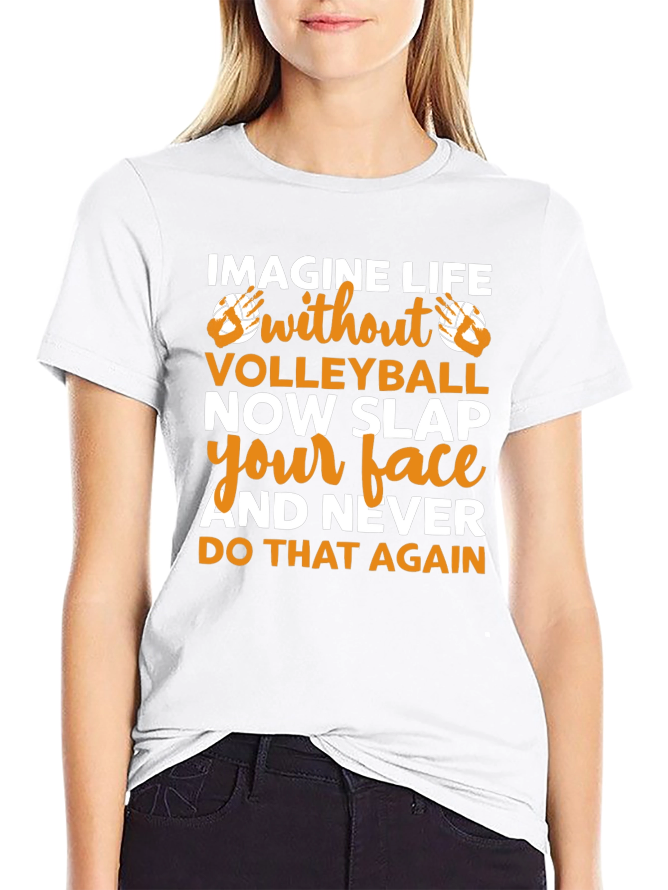 Black Volleyball Fan T-Shirt - Imagine Life Without Volleyball view 9