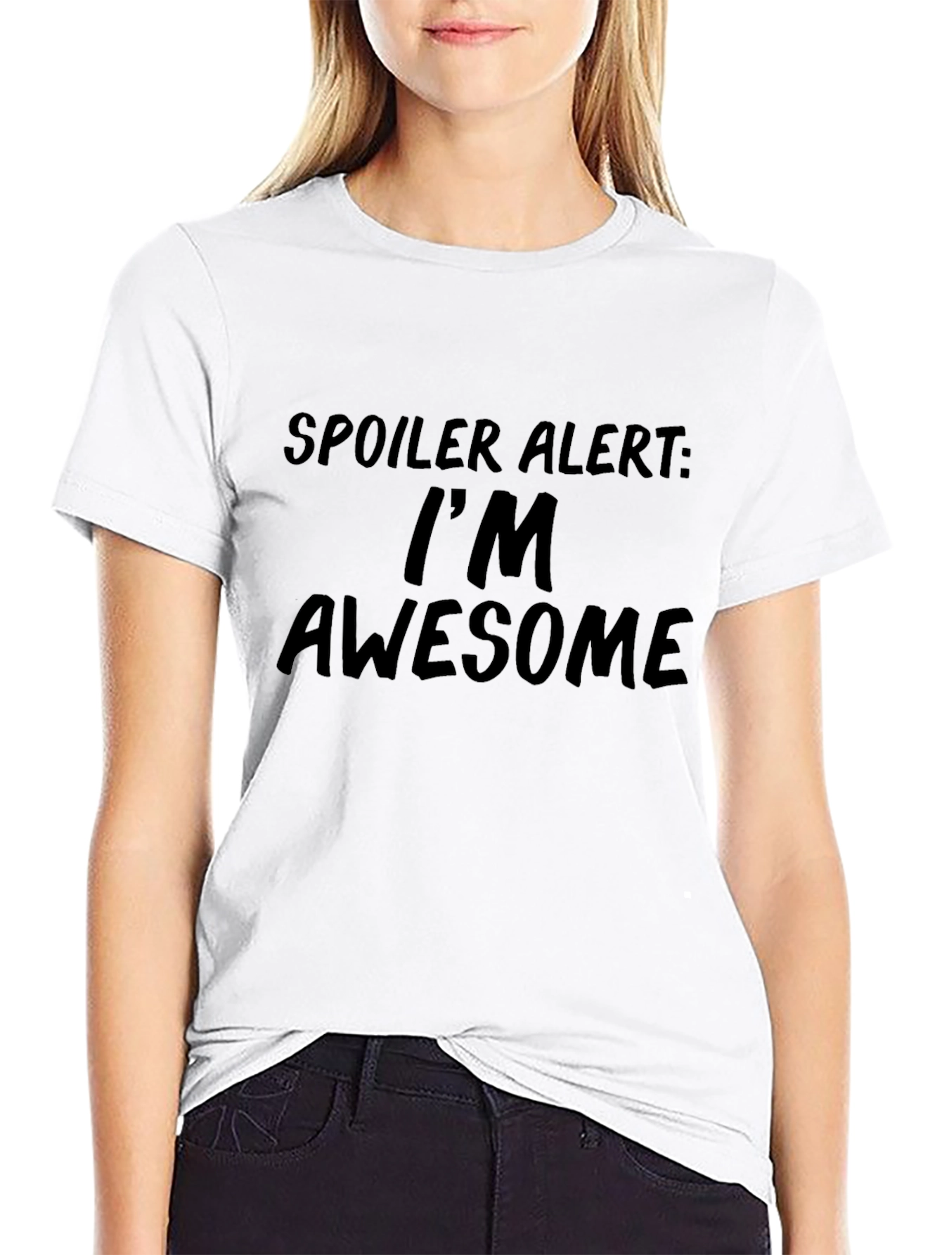 Black Spoiler Alert: I'm Awesome Black Graphic T-Shirt view 9