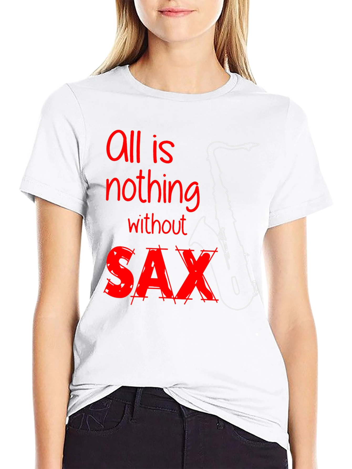 Black All is Nothing Without Saxophone T-Shirt view 9