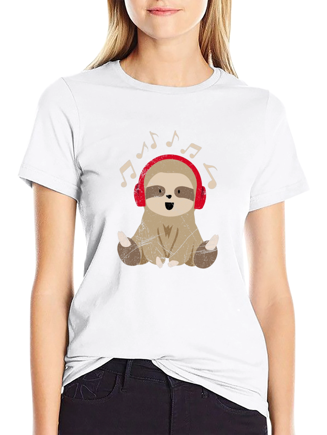 Black Sloth Music Lover T-Shirt - Cute Animal Tee view 9