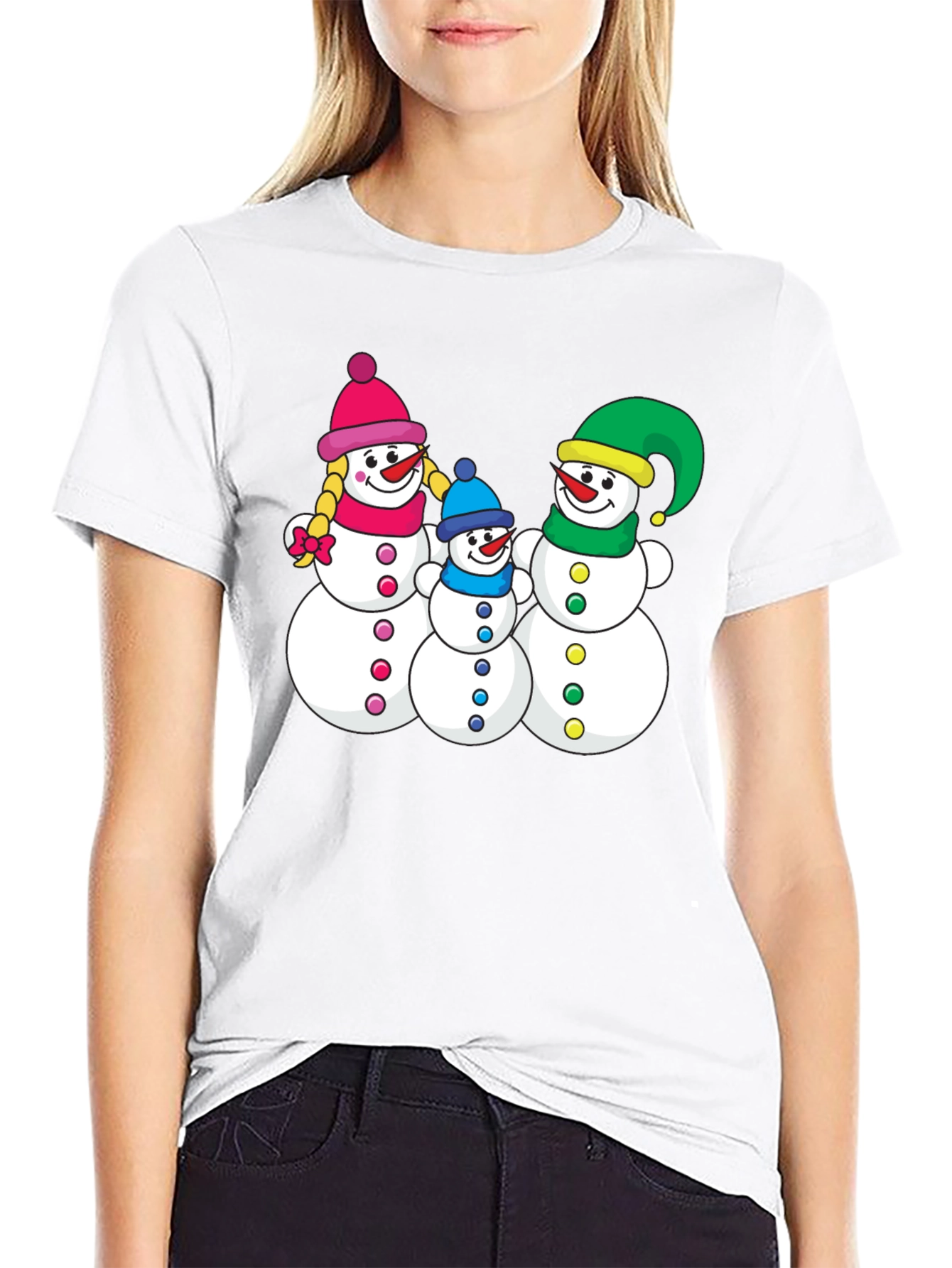 Black Snowman Family Black T-Shirt view 9
