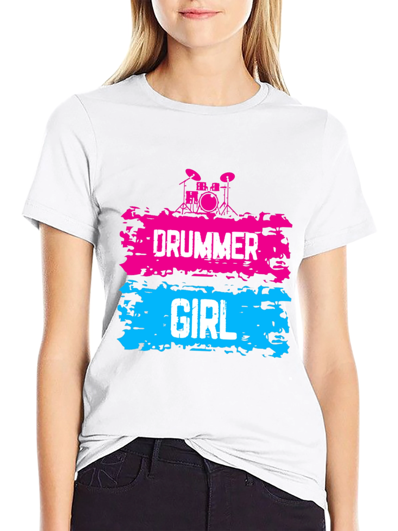 Drummer Girl Graphic Tee - Rock and Roll Style - 9
