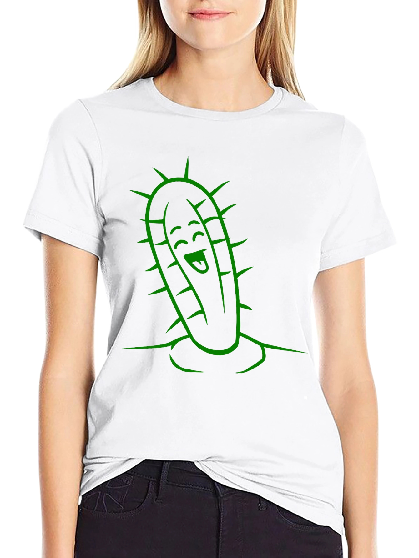 Black Cactus Character Graphic Tee - Fun Black T-Shirt view 9