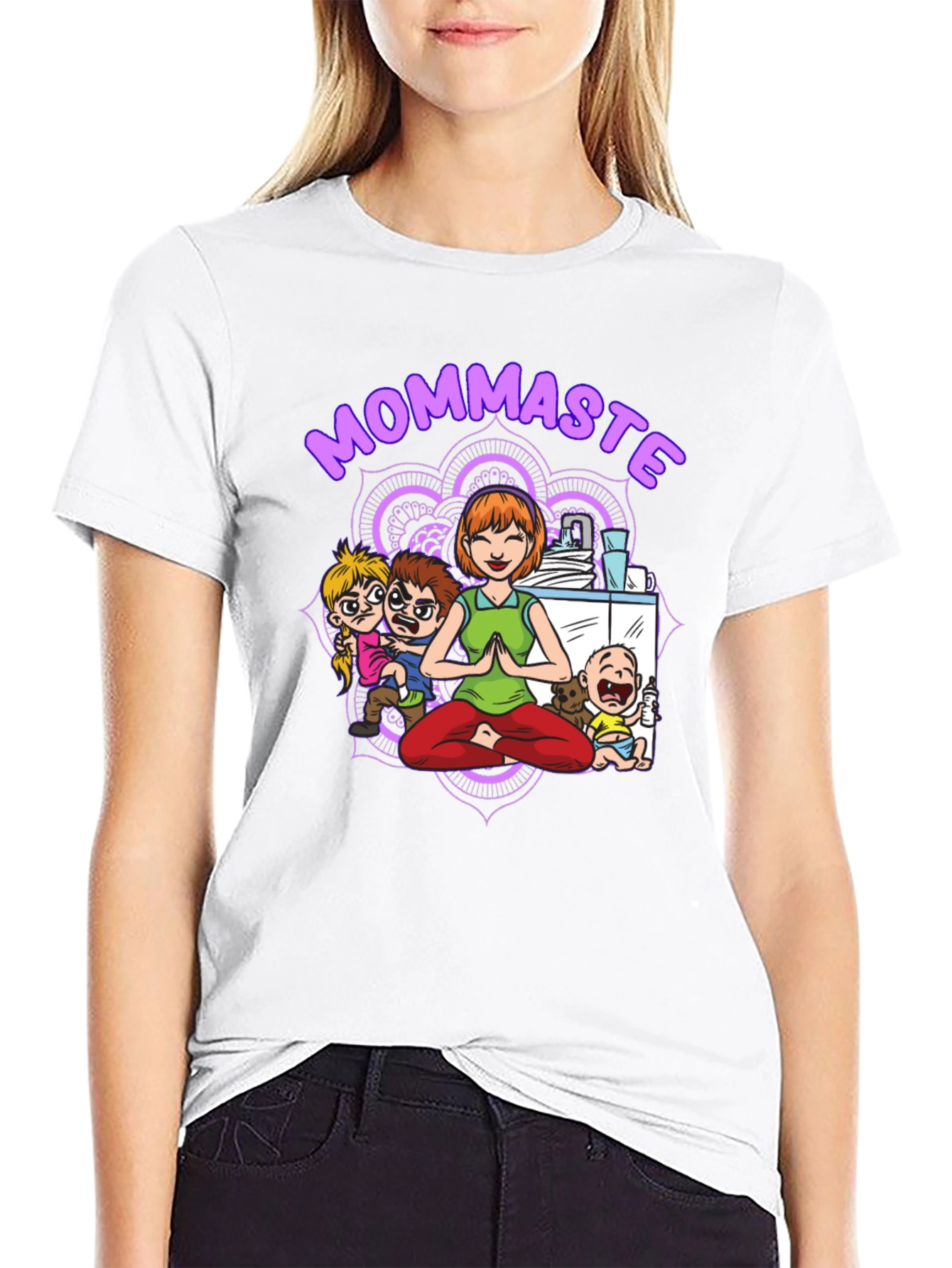 Black Mommaste Funny Yoga T-Shirt view 9