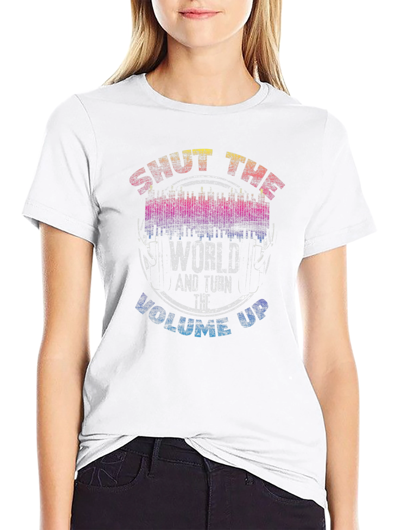Black Shut The World Up Graphic Tee view 9
