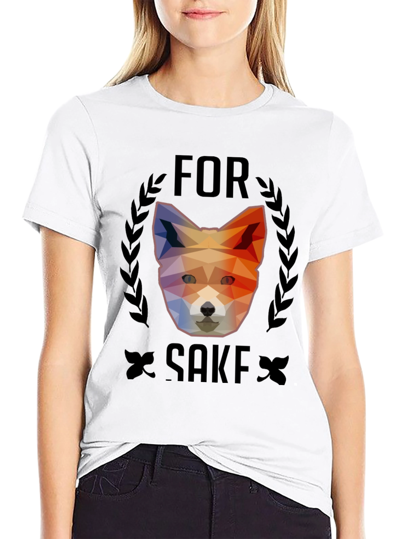 Black Geometric Fox For Sake Graphic Tee - Soft Cotton Blend view 9