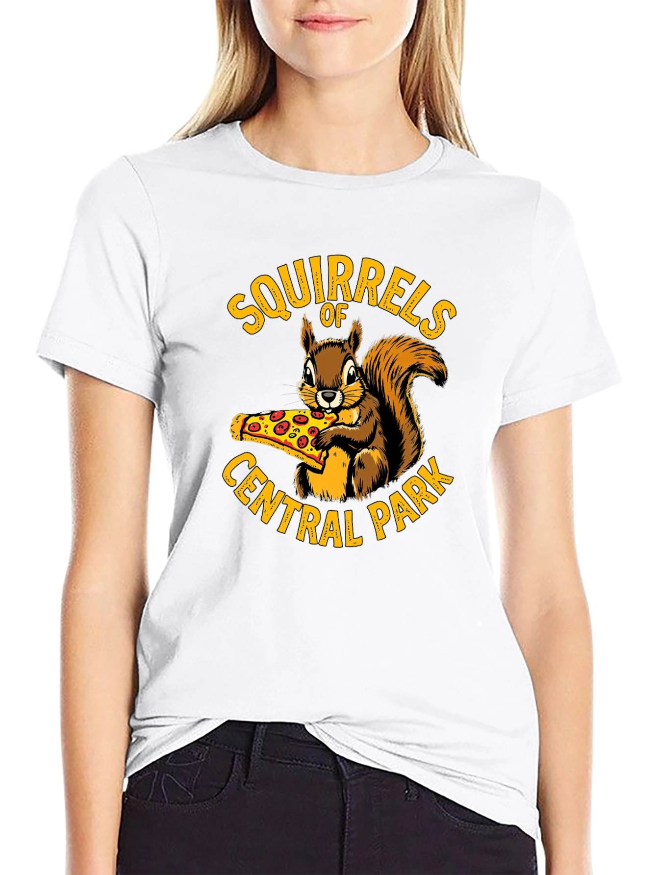 Black Squirrels of Central Park Pizza T-Shirt view 9