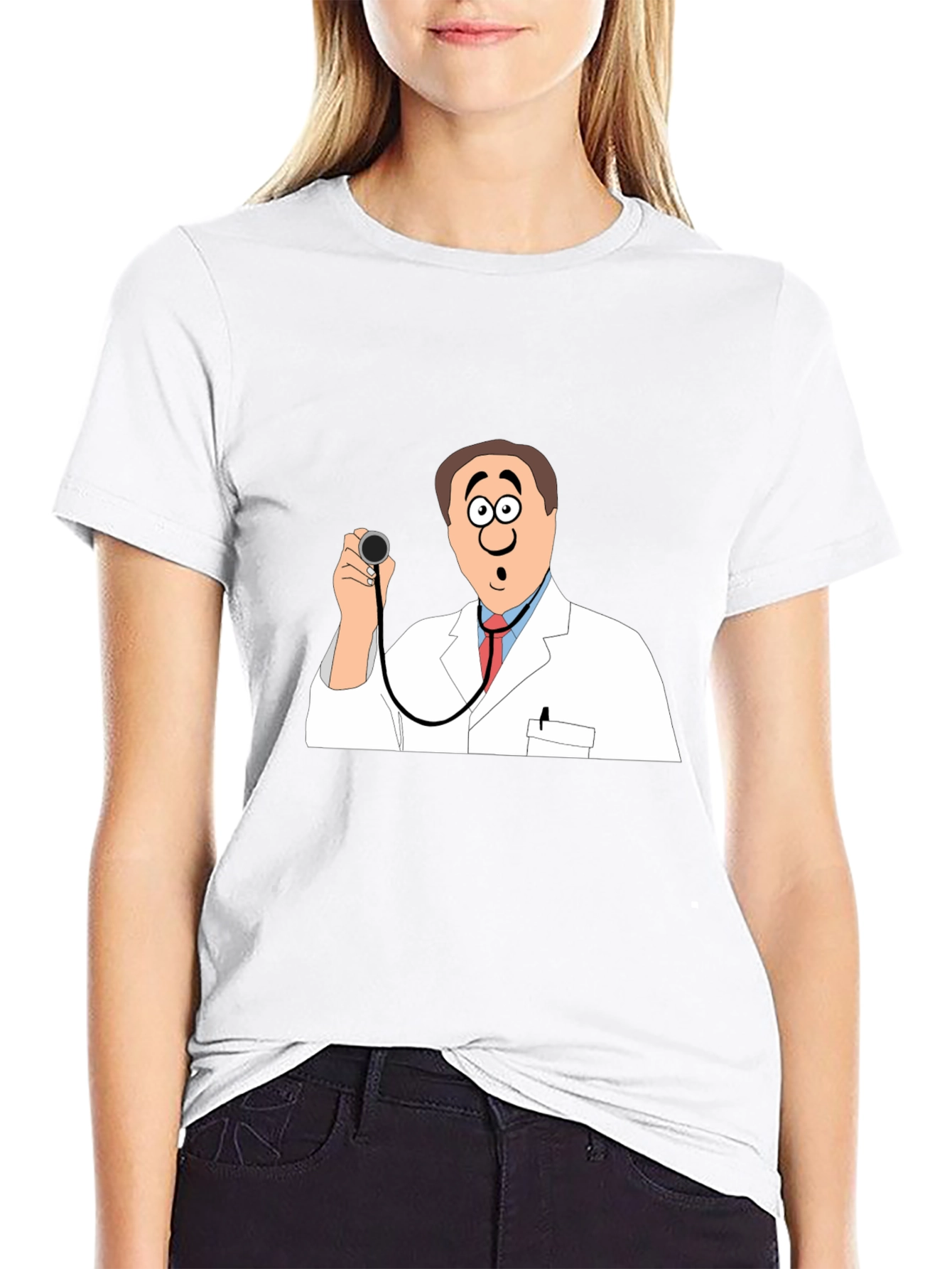 Black Cartoon Doctor Graphic Black T-Shirt view 9