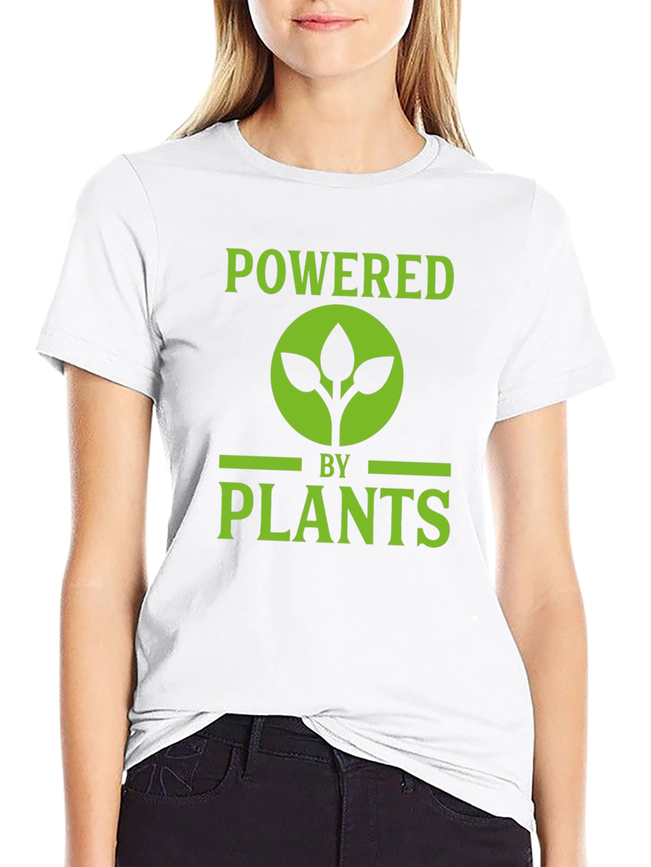 Black Powered by Plants Graphic Tee - Vegan Lifestyle view 9