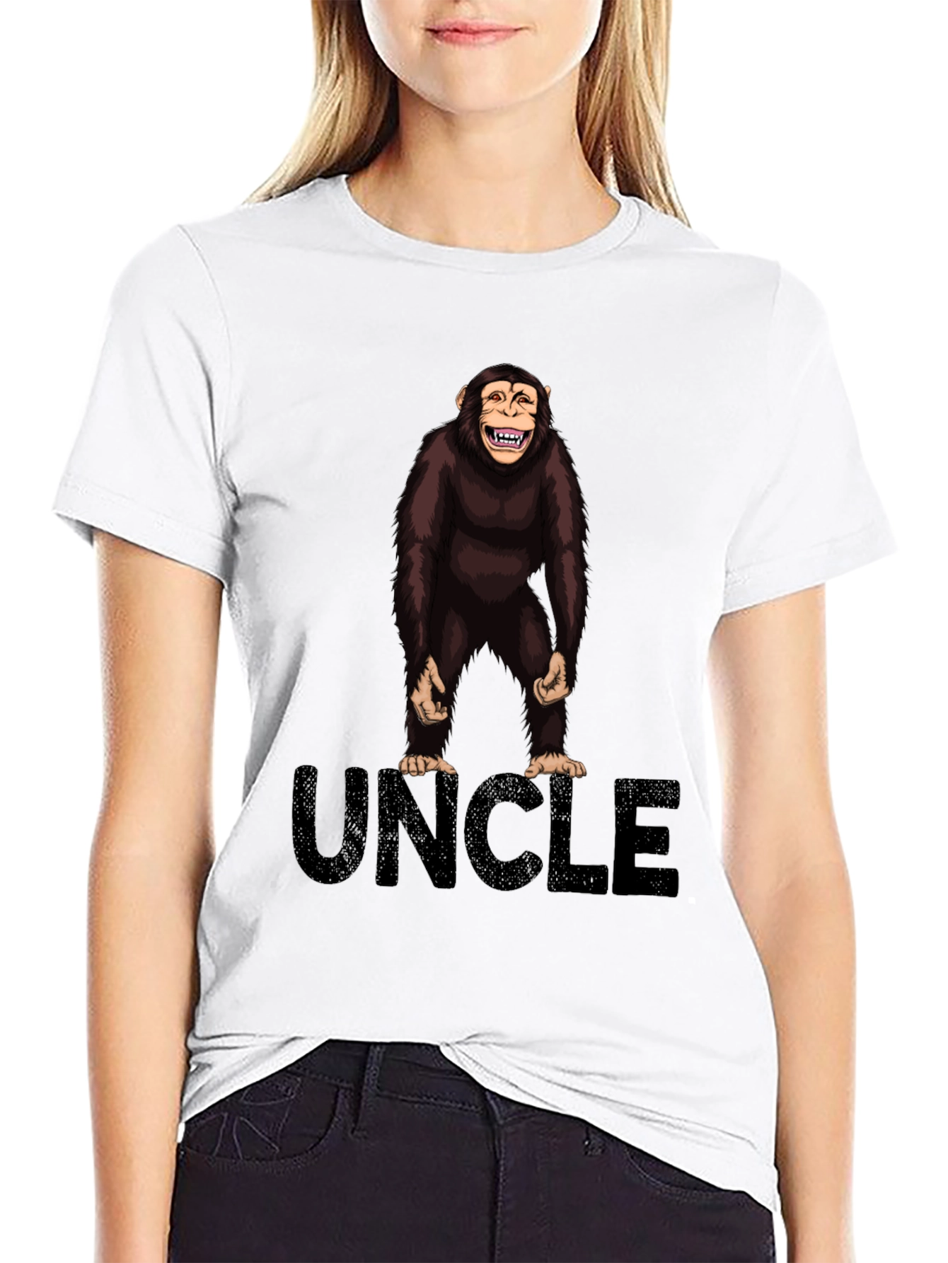 Black Uncle Monkey Graphic T-Shirt -  Black Cotton Tee view 9