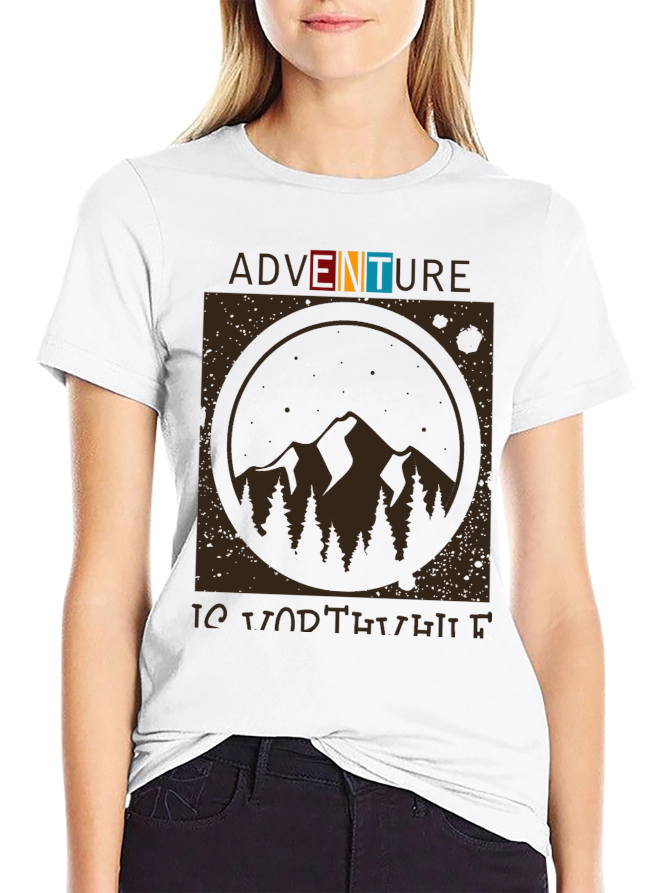 Black Adventure is Worth It Black Graphic T-Shirt view 9