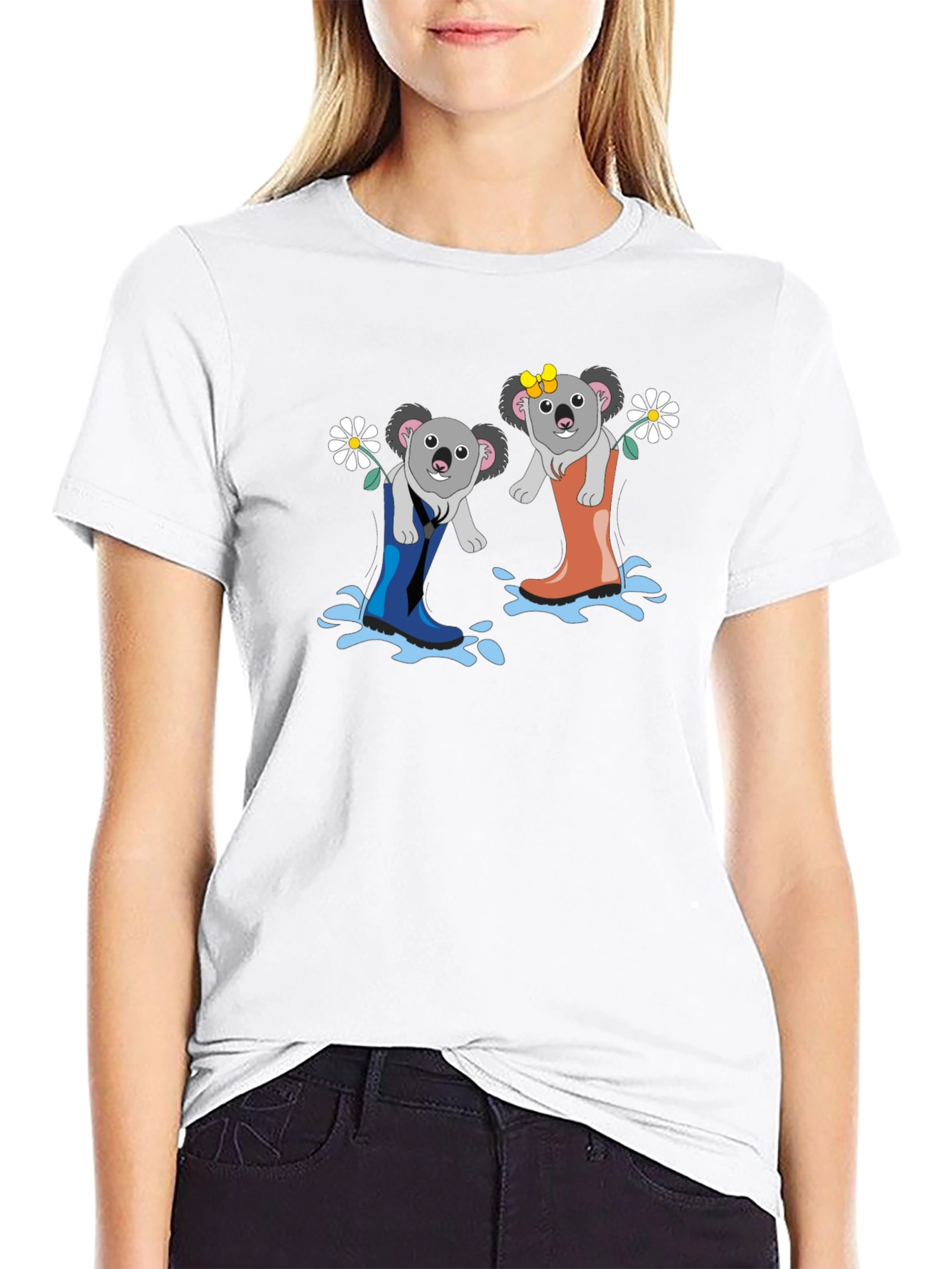 Black Koala in Boots Graphic Tee - Unisex Black T-Shirt view 9