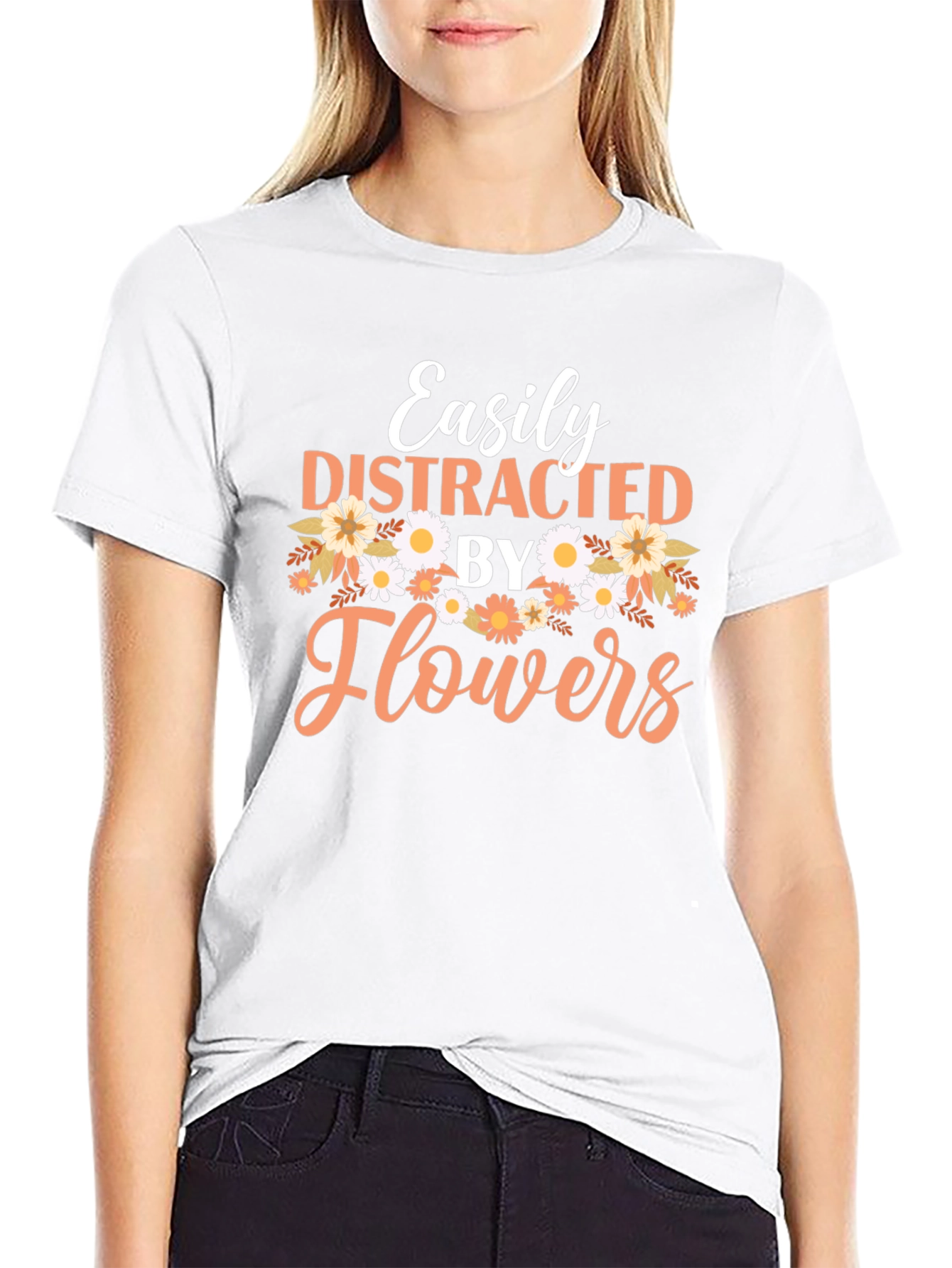Black Easily Distracted by Flowers Graphic T-Shirt view 9