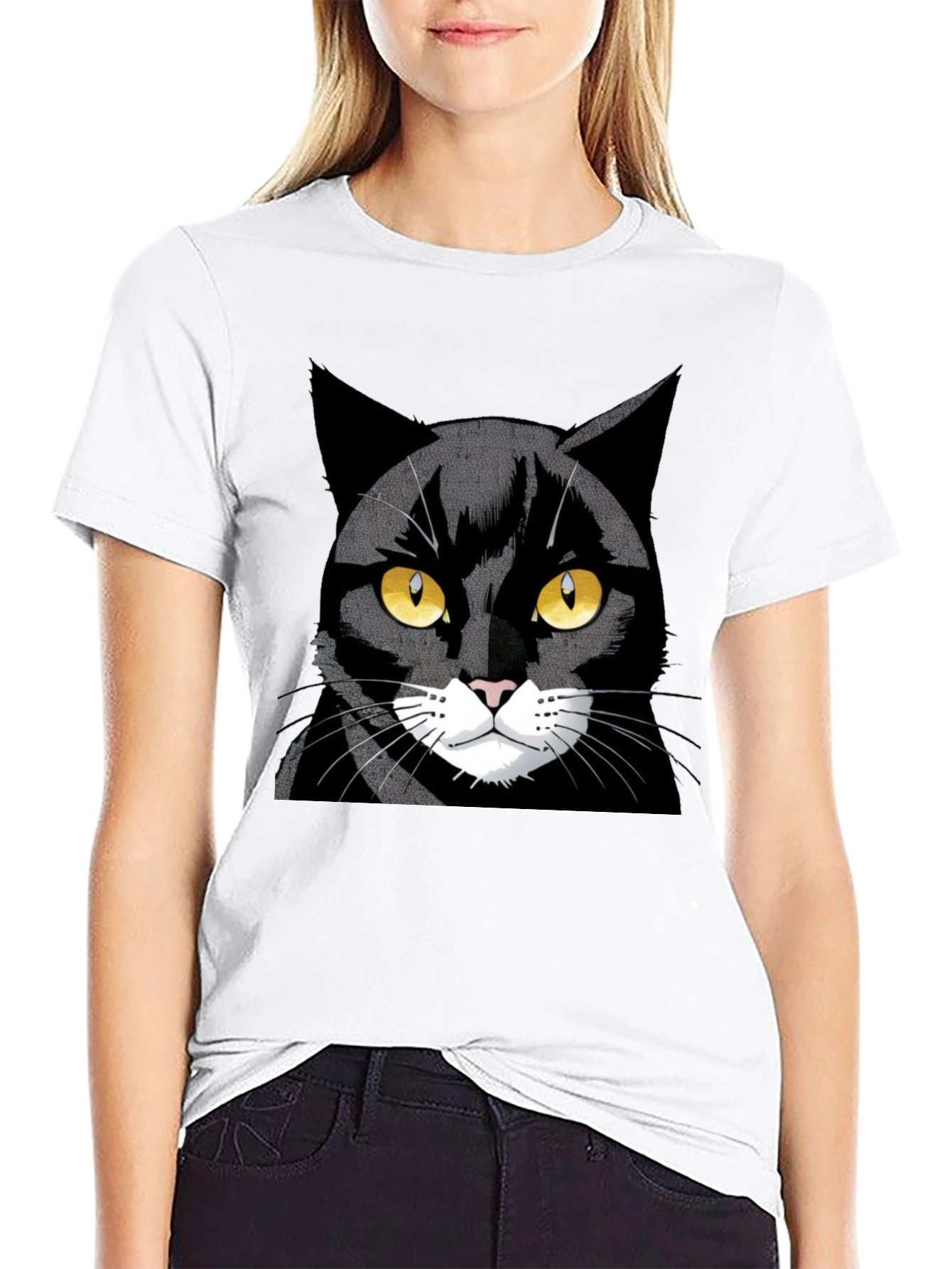 Black Cool Black Cat Graphic Tee view 9