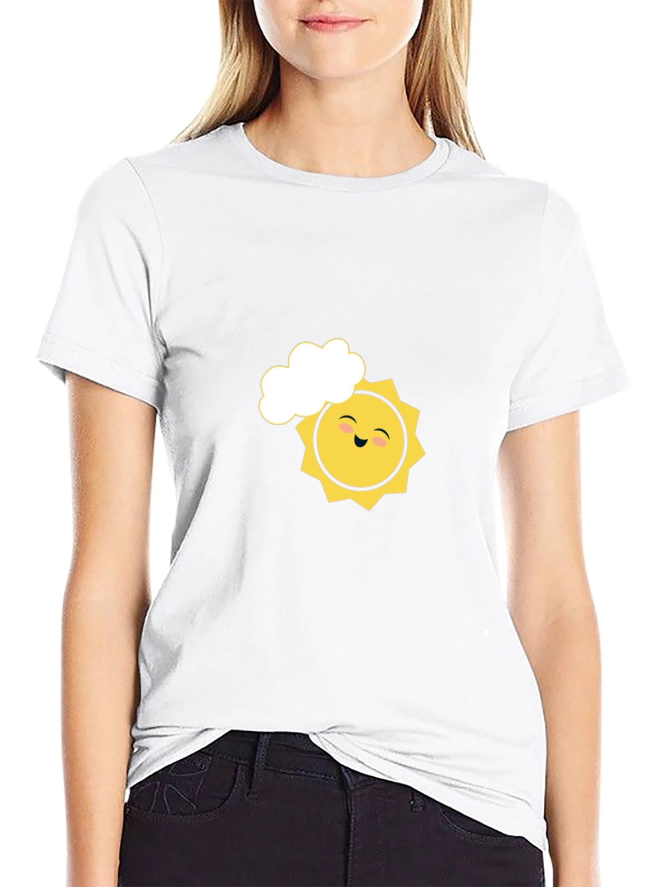 Black Smiling Sun Graphic Tee - Black Cotton Comfort view 9