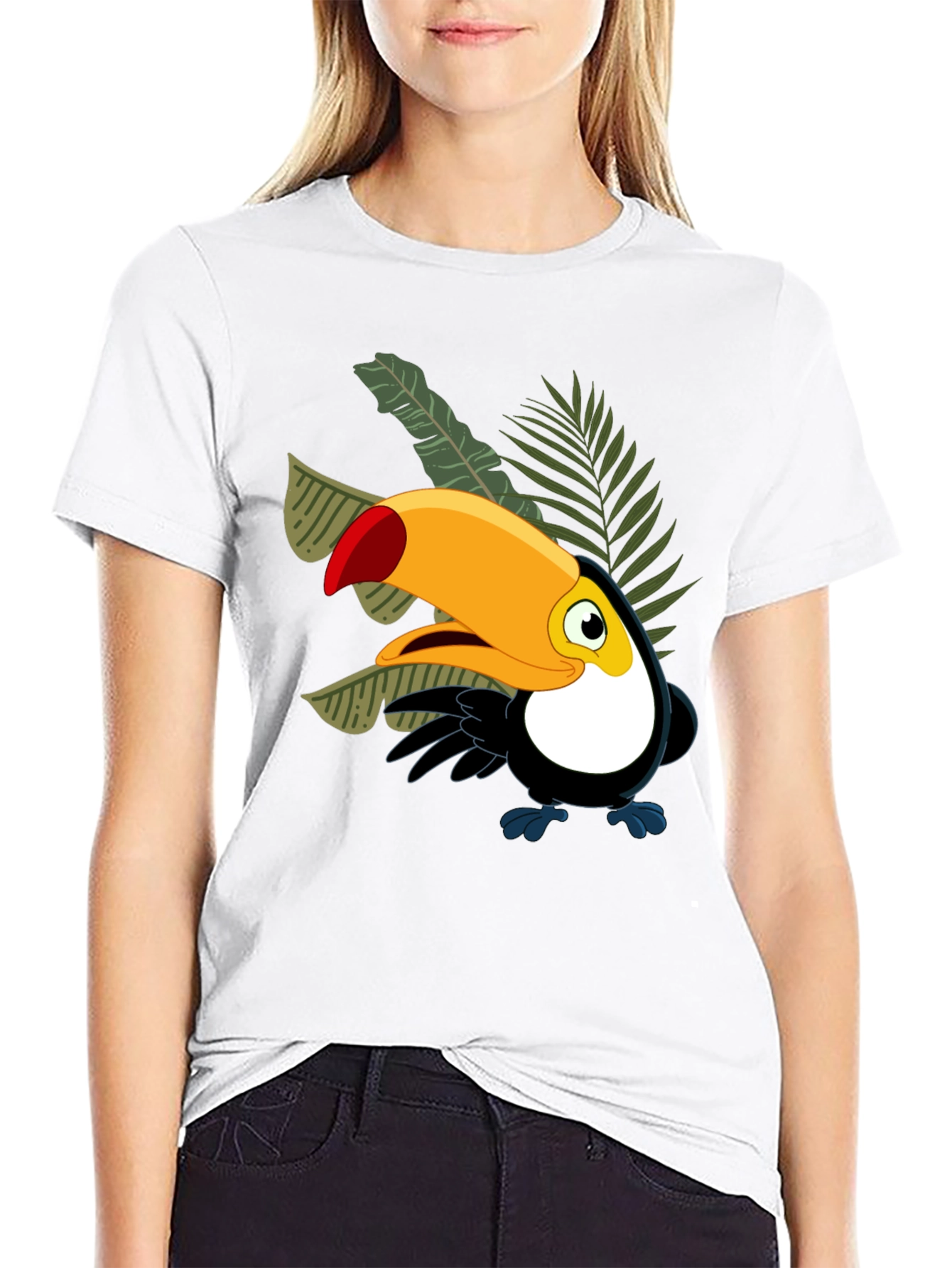 Black Cartoon Toucan Black T-Shirt view 9
