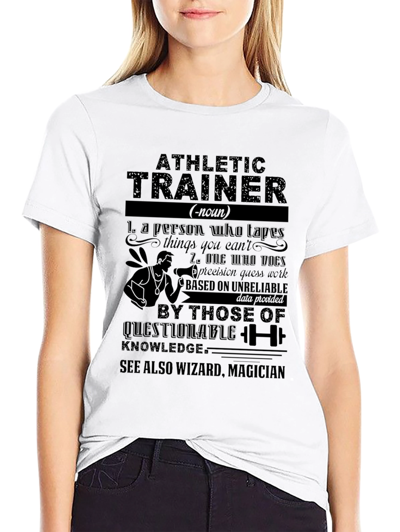 Black Athletic Trainer Definition Graphic T-Shirt view 9