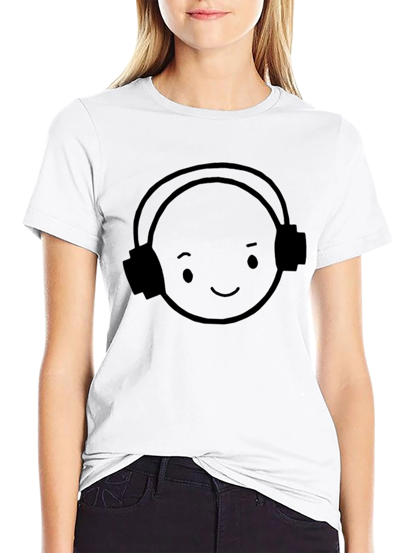 Black Smiley DJ T-Shirt - Black Cotton Blend view 9