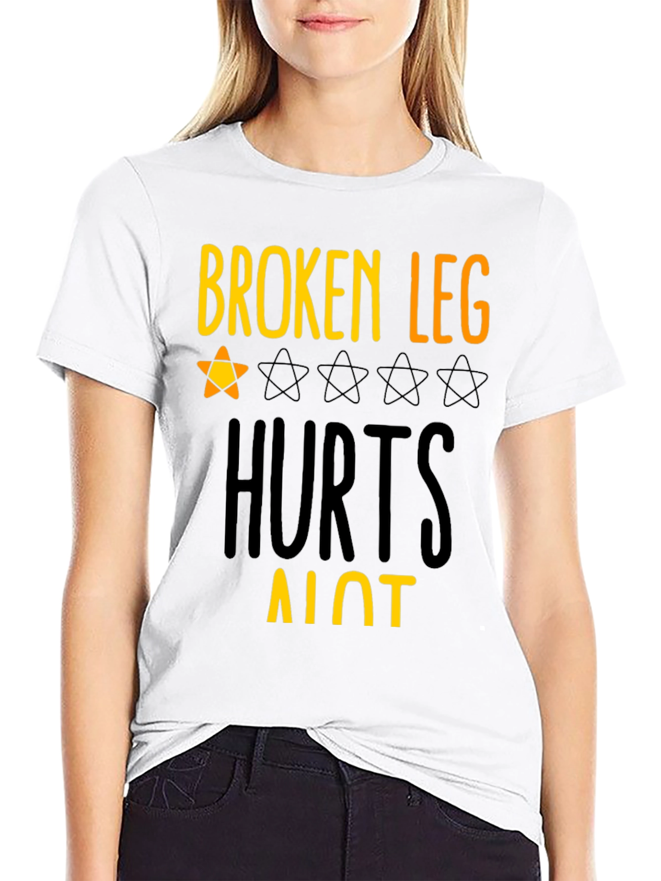 Black Broken Leg Hurts Alot Graphic Tee view 9