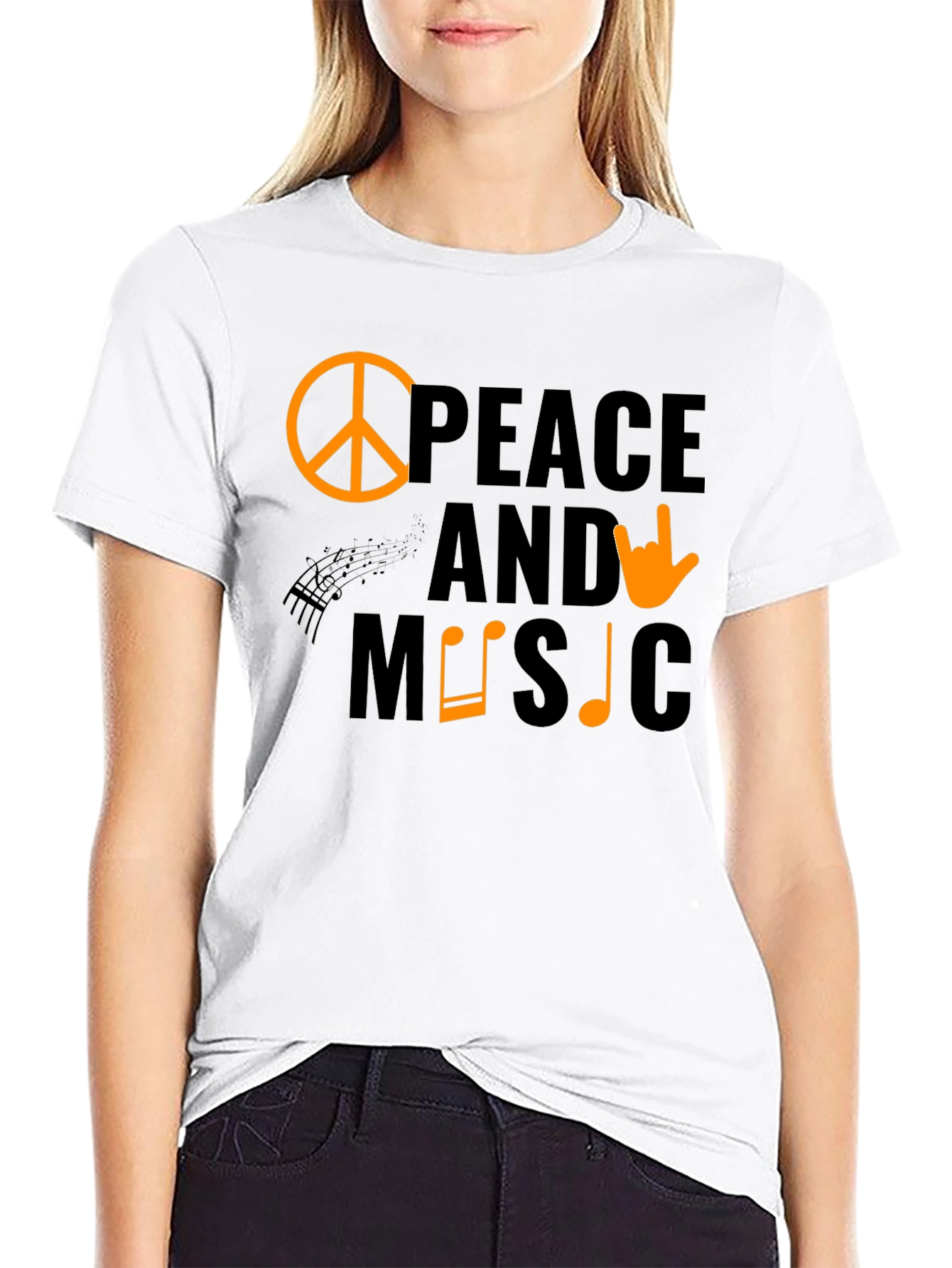 Black Peace and Music T-Shirt view 9
